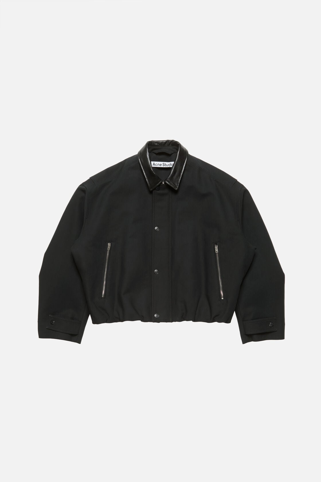 Bomber with leather collar, Black, 2000x