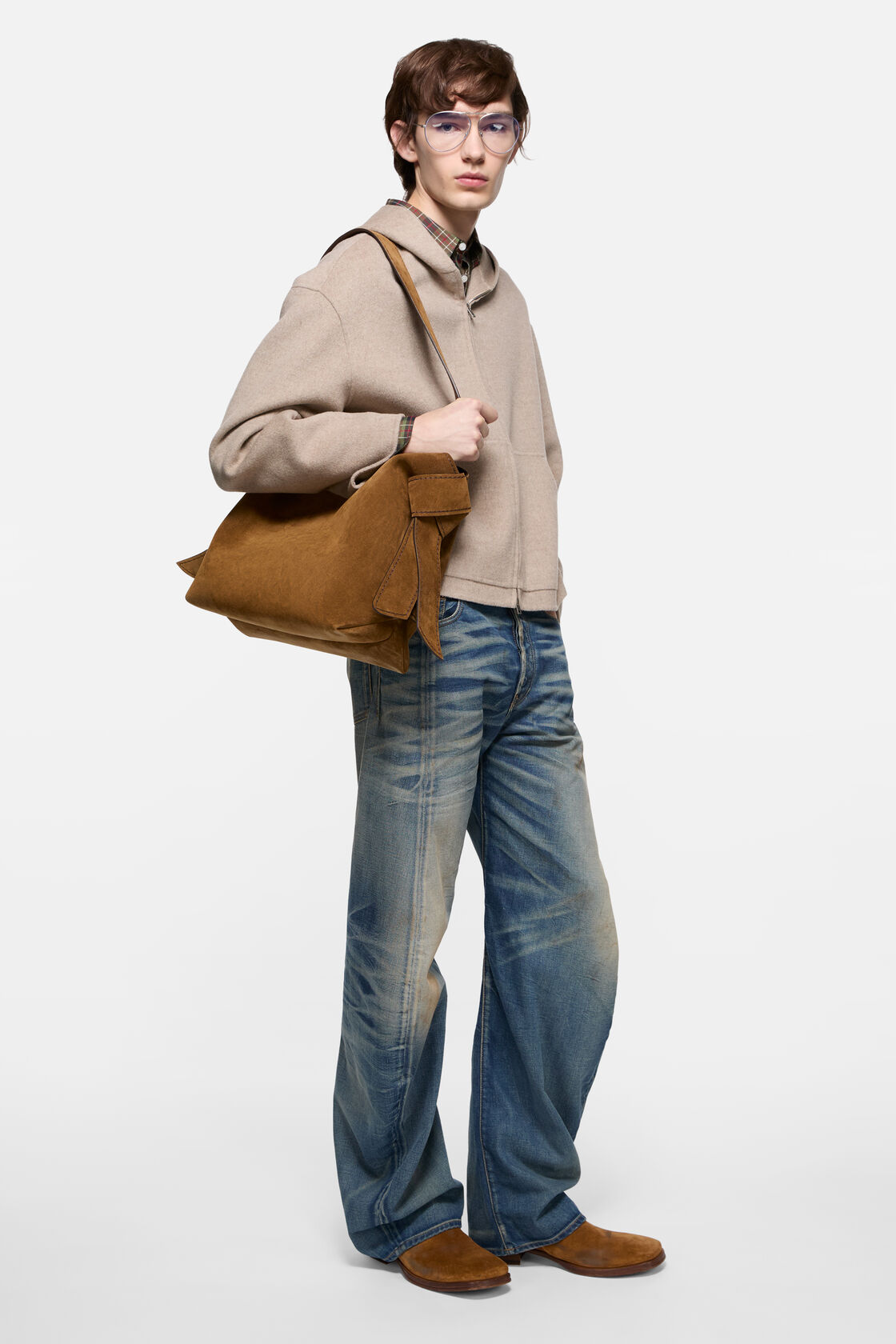 Musubi Midi-Tasche aus Wildleder, Cognacbraun, 2000x
