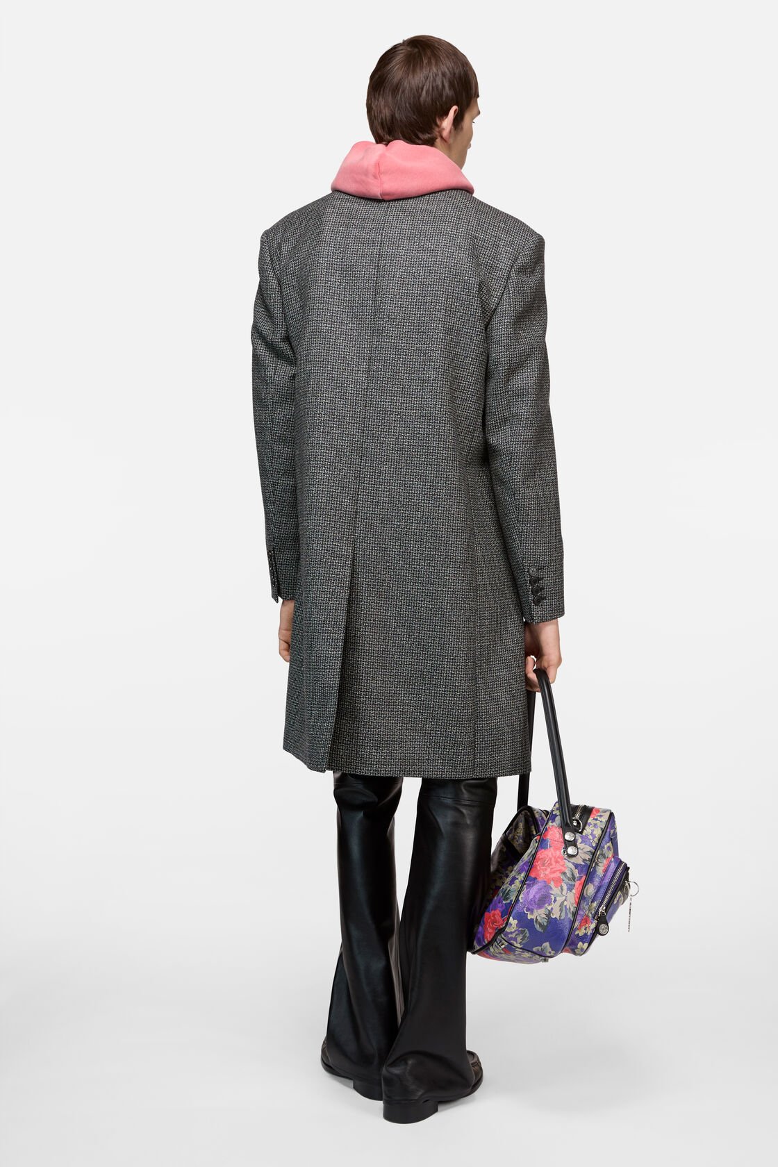 Single-breasted wool overcoat, Black/white, 2000x