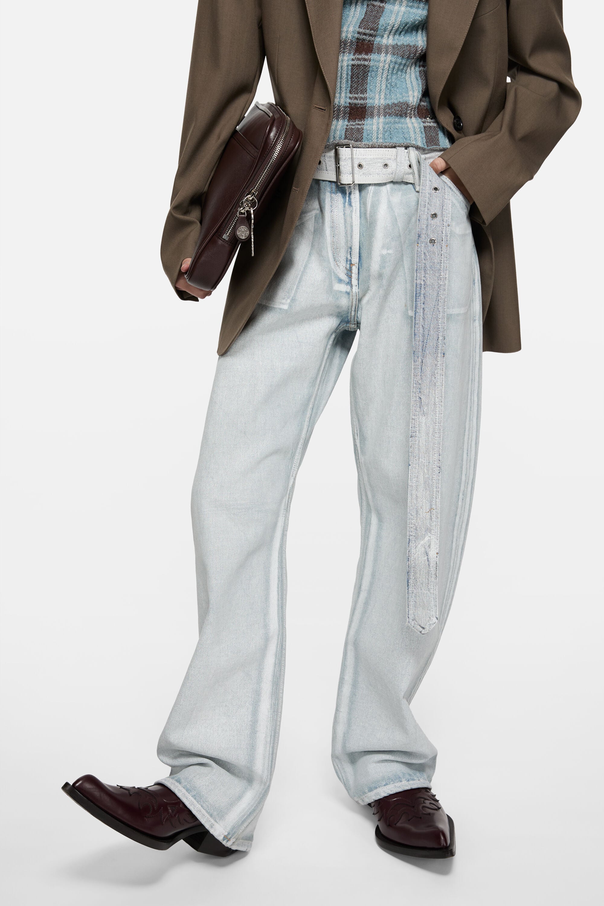Acne Studios - Denim trousers with belt - Blue/white