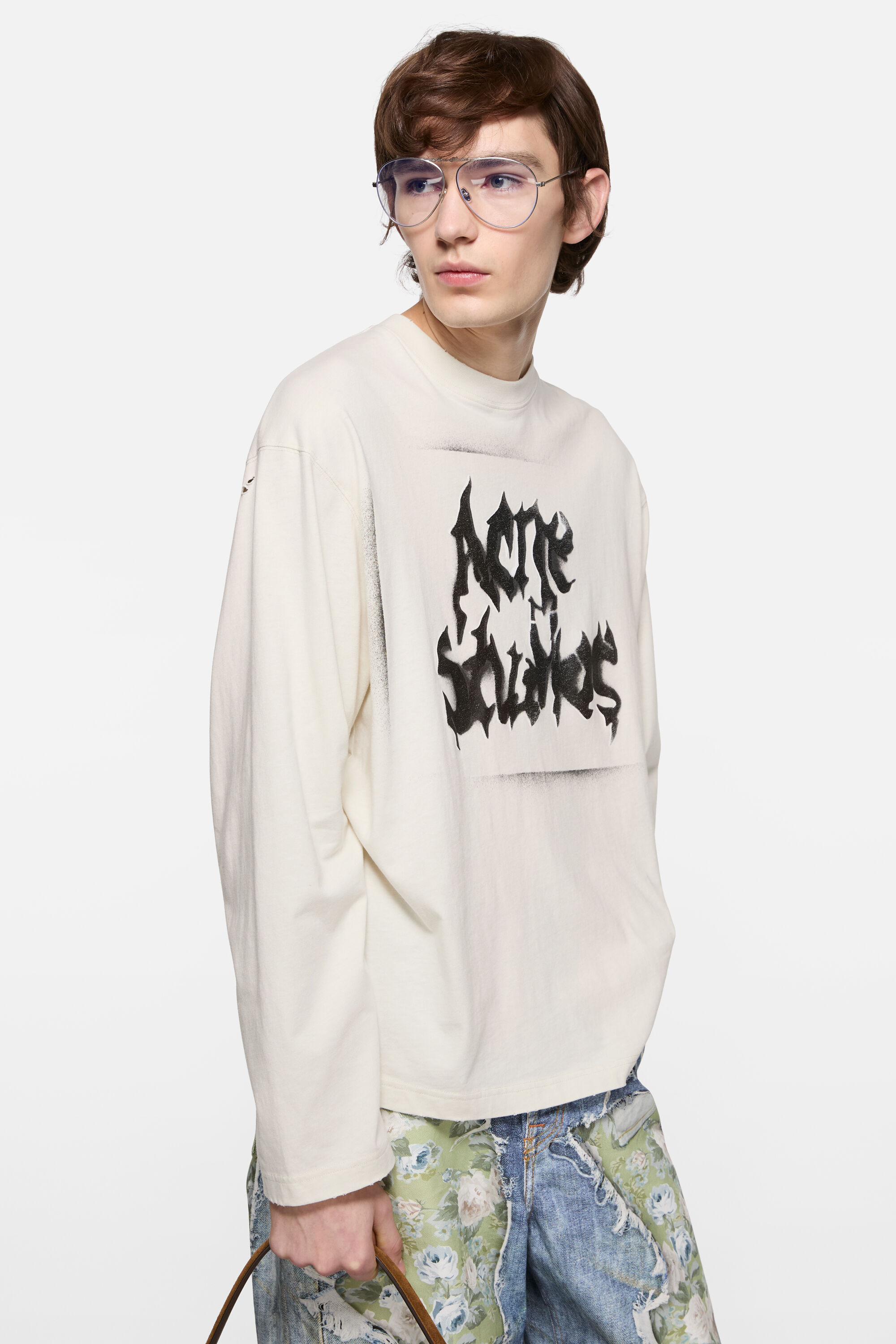 Acne Studios - ゴシックロゴTシャツ - ダスティホワイト