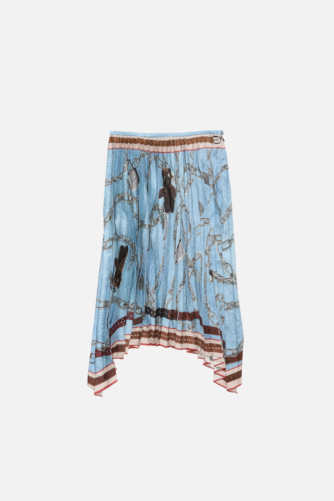 Long pleated skirt, Denim blue, 2000x