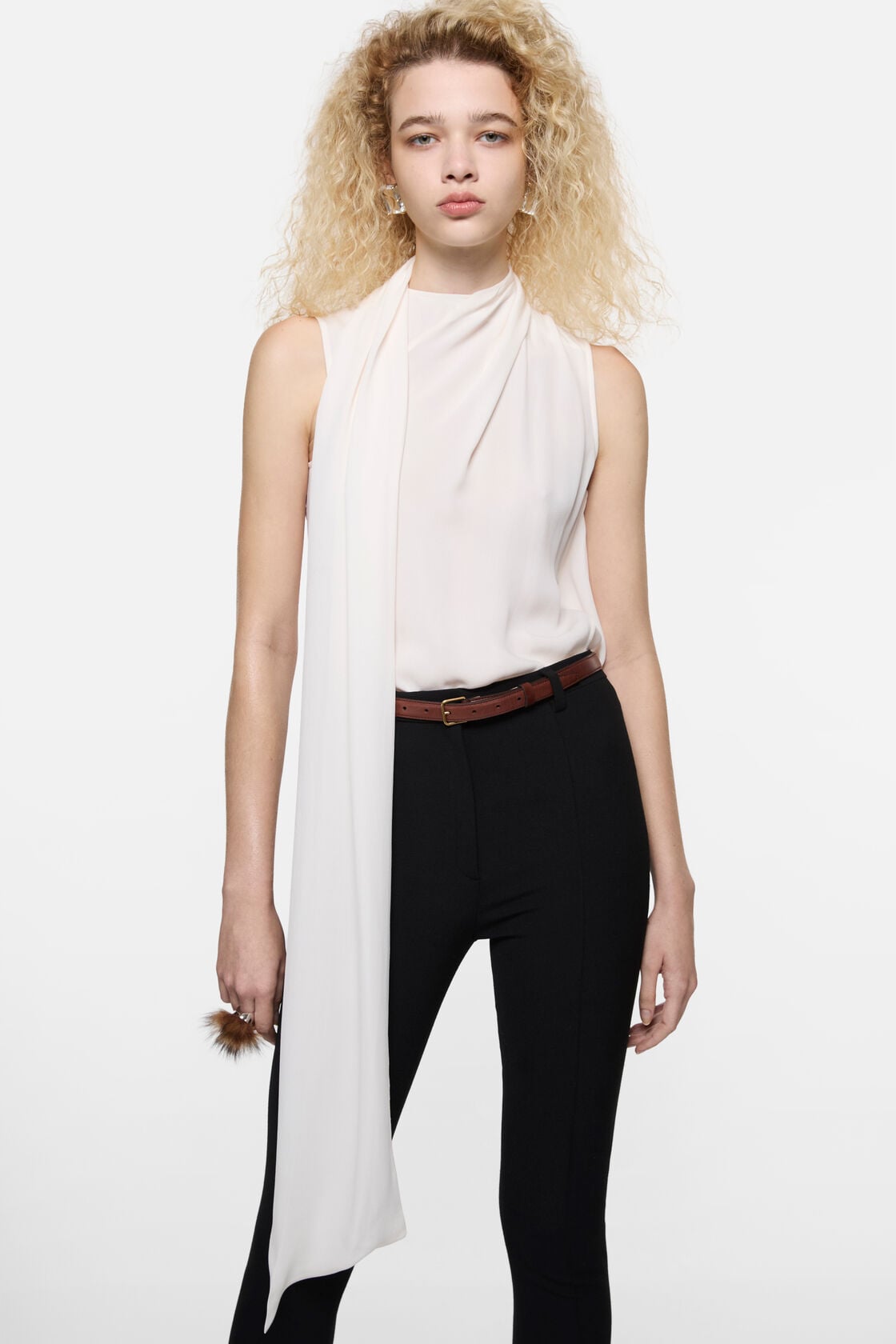 Silk sleeveless blouse, Marble White, 2000x