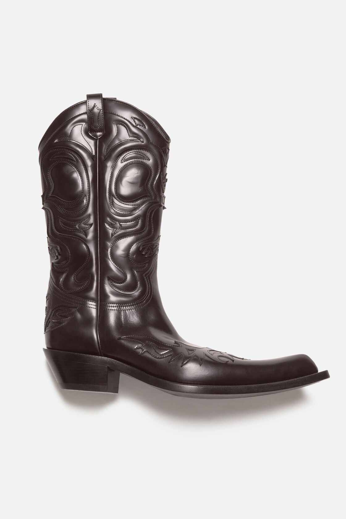 Pointy leather cowboy boot, Brown, 2000x