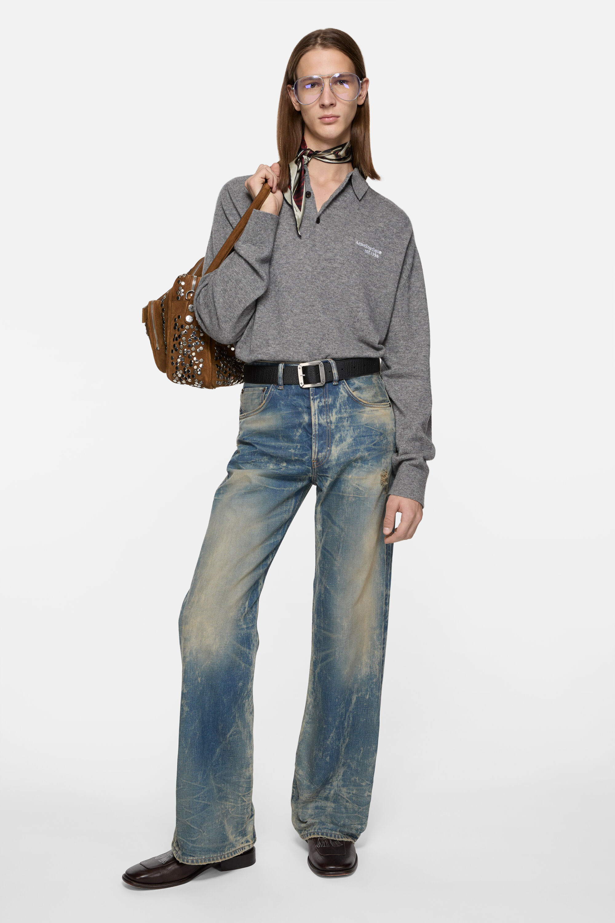 Acne Studios - ウールニットポロ - ダークグレー