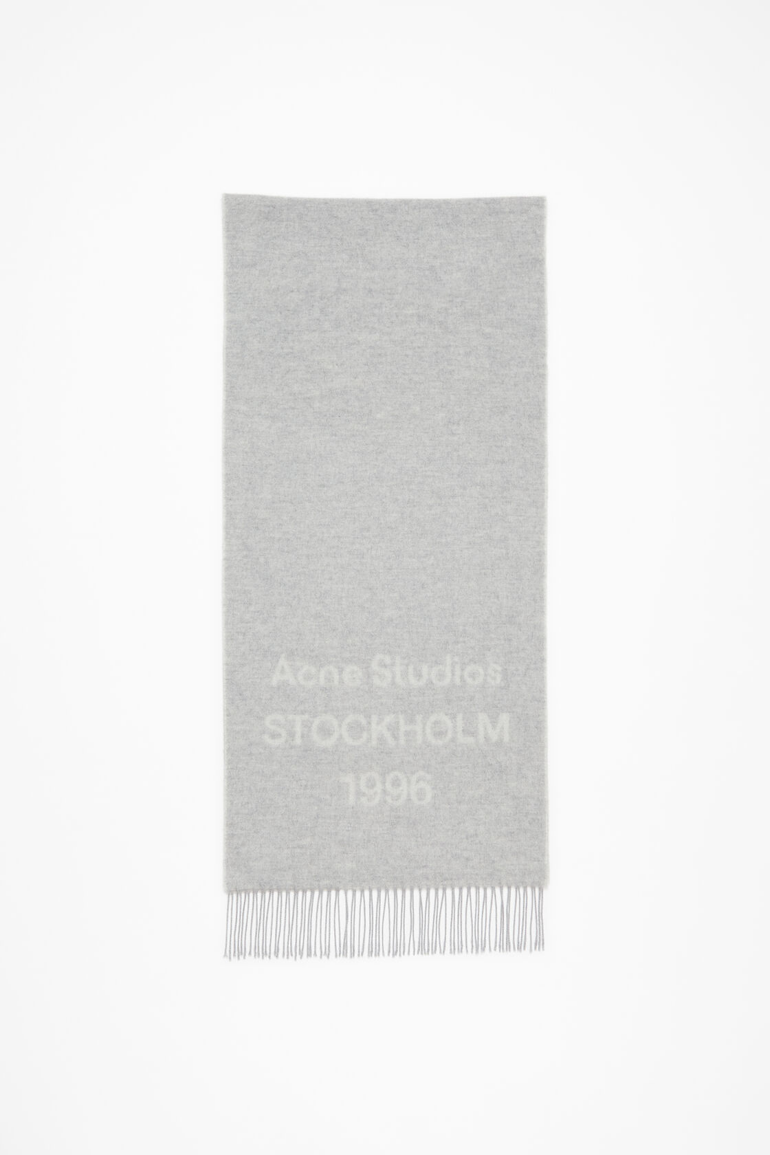 로고 울 스카프, 라이트 그레이 멜란지 / 화이트, 2000x