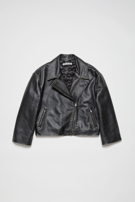 Acne Studios - サンド加工レザー バイカージャケット - ブラック