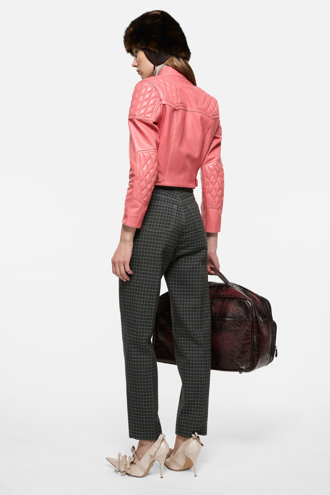 Leather biker jacket, Bubblegum pink, 2000x