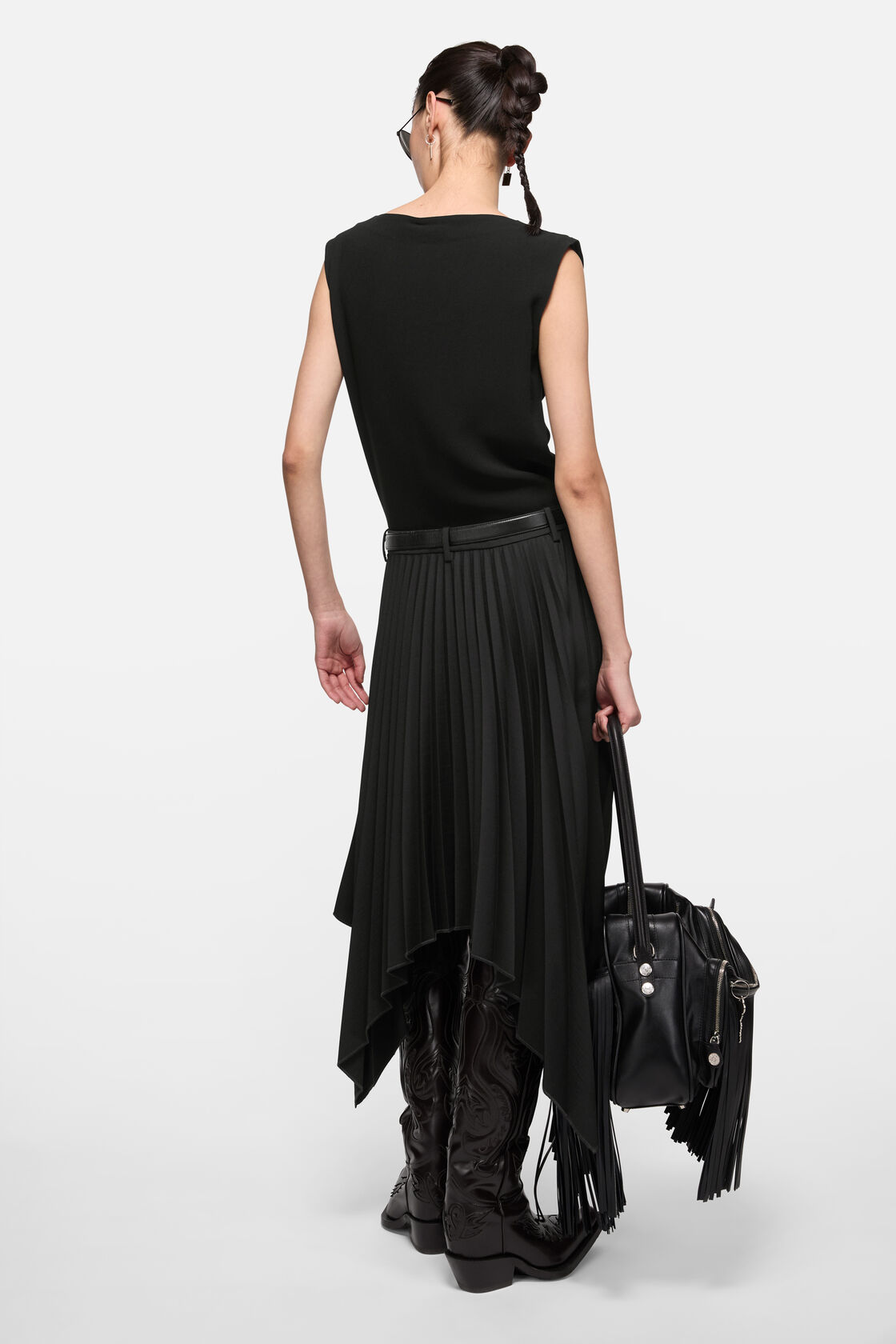 Layered midi dress, Black, 2000x