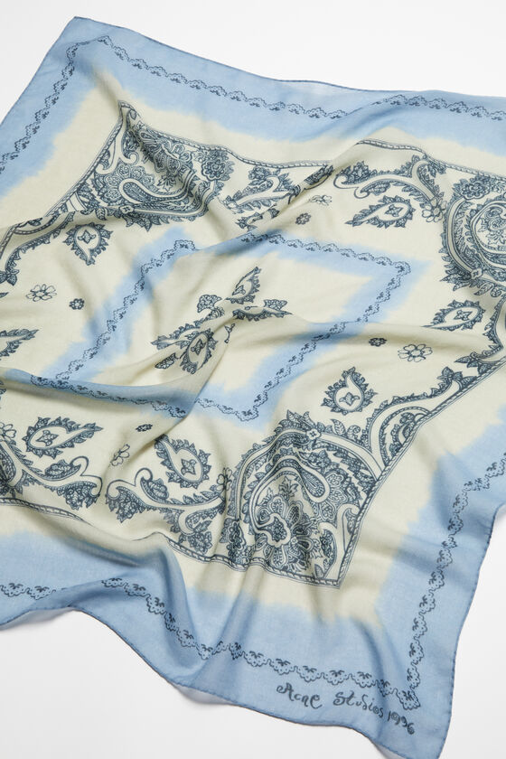 Acne Studios - Print light wool scarf - Dusty beige/light blue
