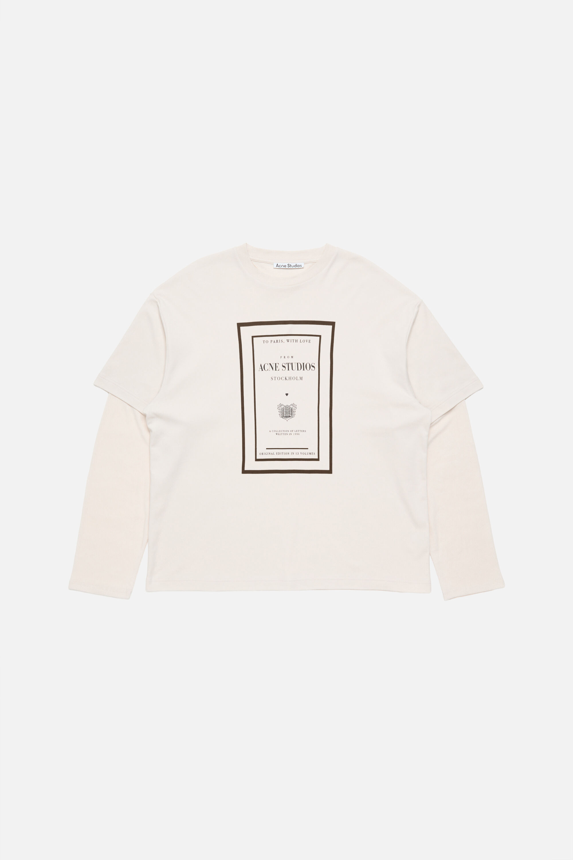 ACNEボーダーTシャツ Acne Studios - Layered Printed T-shirt - Pumpkin orange