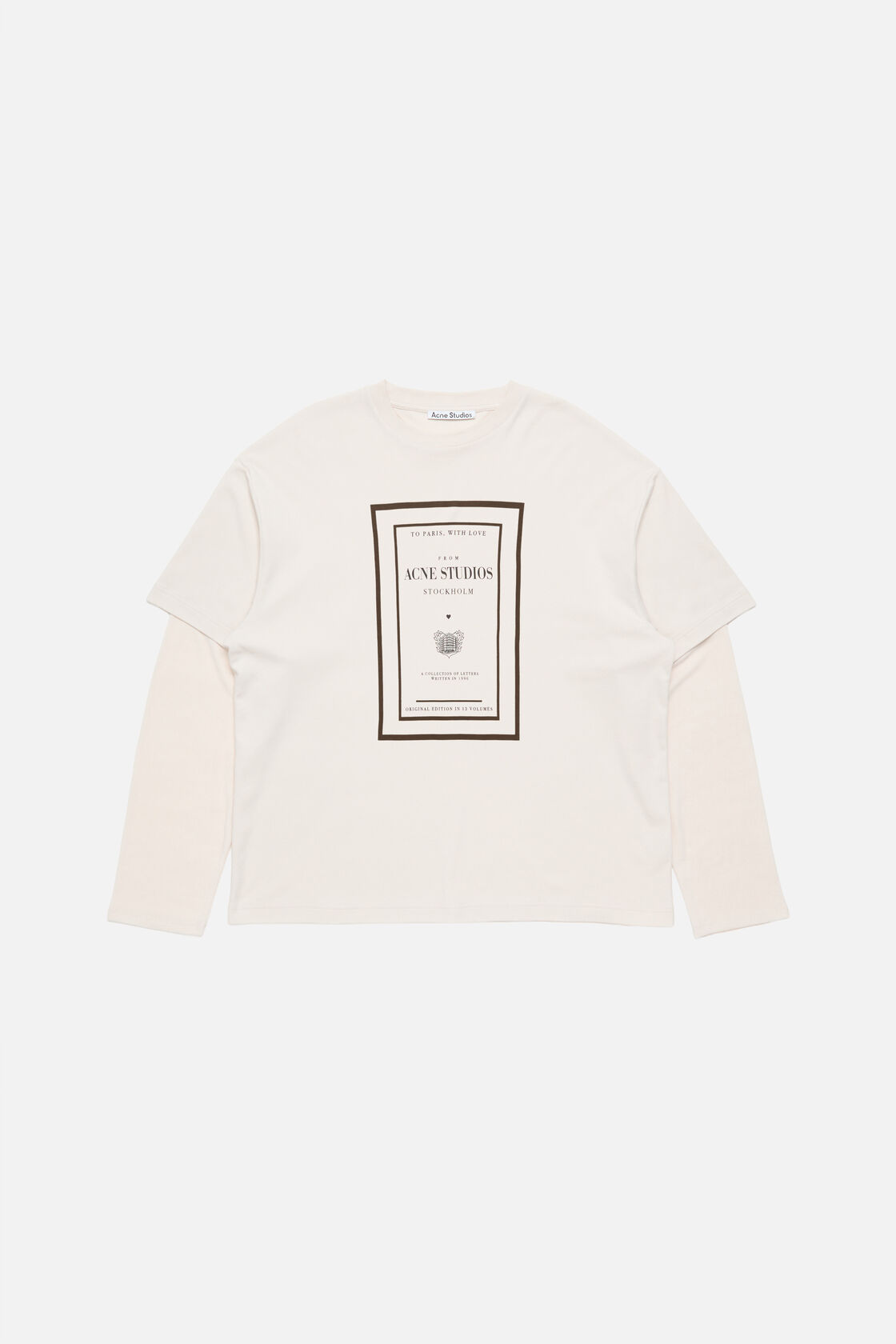 Layered graphic t-shirt, Warm beige, 2000x