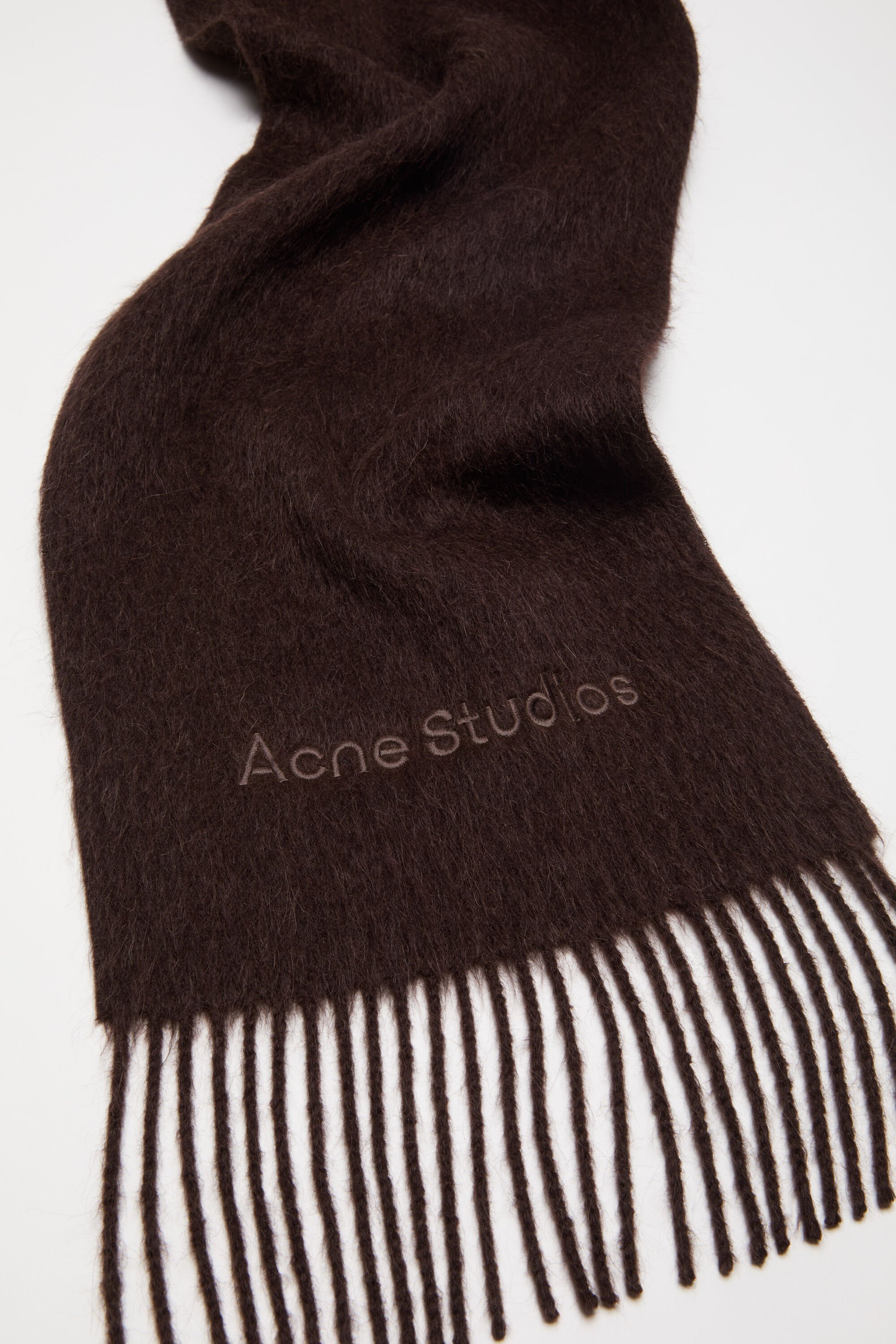Acne Studios - Alpaca wool logo scarf - Dark brown melange