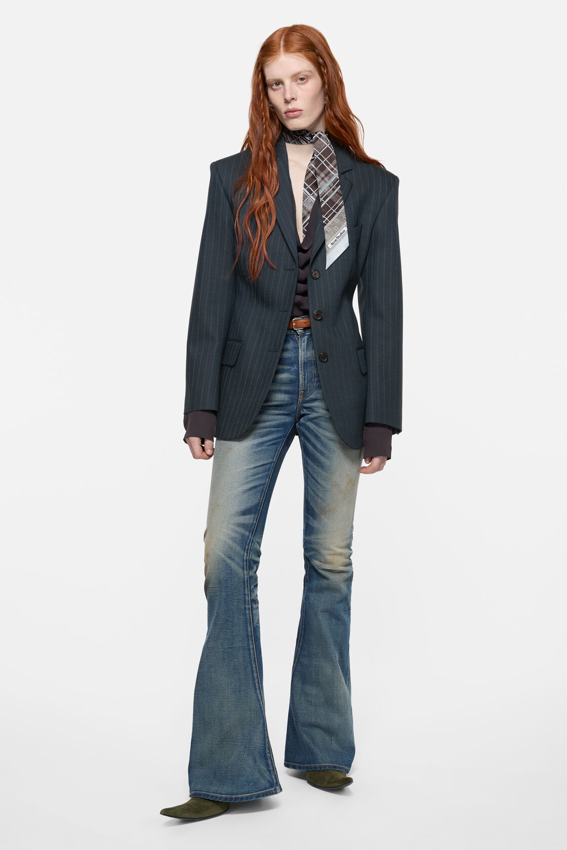 Pinstripe wool suit jacket, Black/Teal blue, 2000x