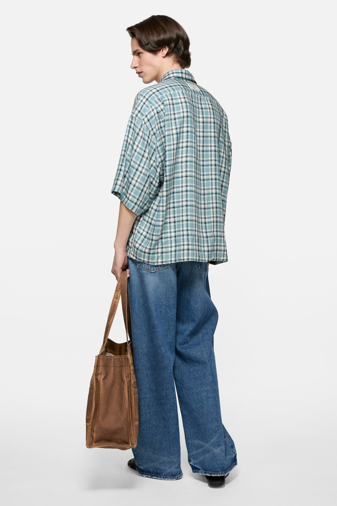 Checked flannel shirt, Turquoise/blue/white, 2000x