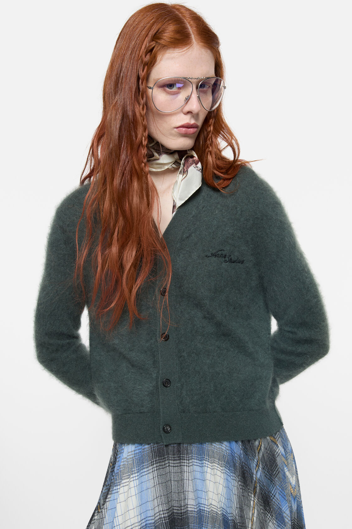 Cashmere cardigan, Dark green, 2000x