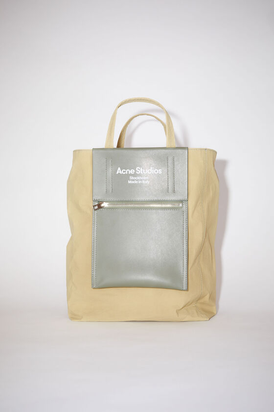 Papery recycled Nylon tote bag - Olive green/green