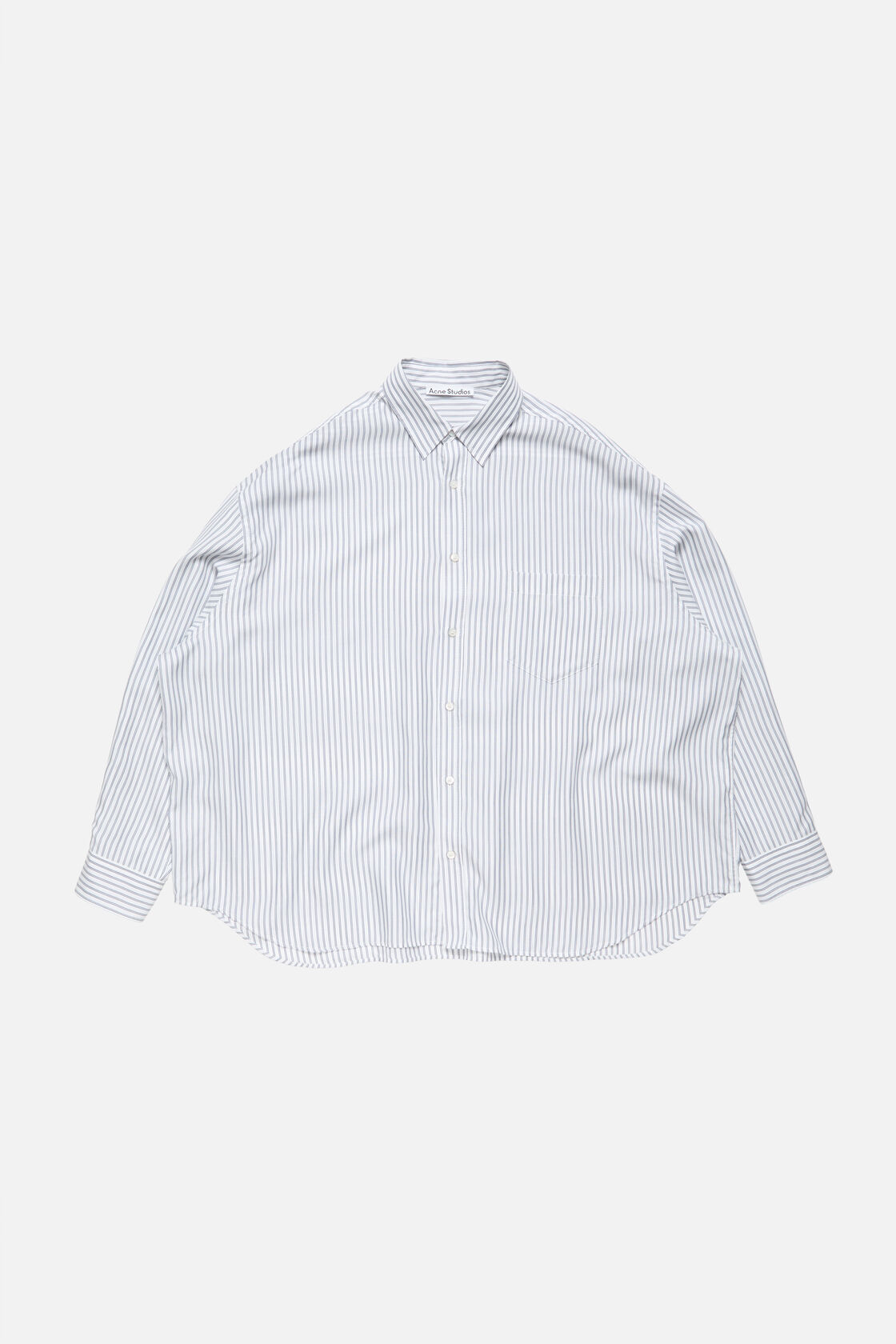 Striped button-up shirt, White/navy, 2000x