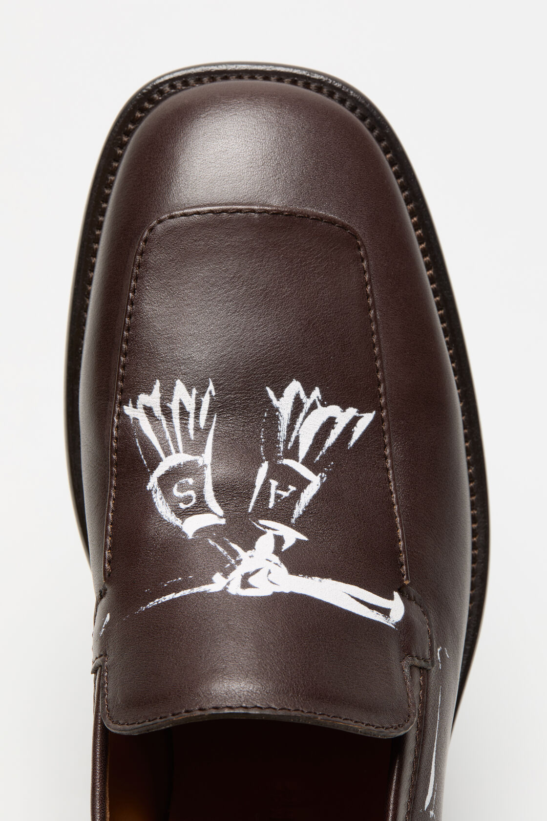 印花皮革乐福鞋, 深棕色, 2000x