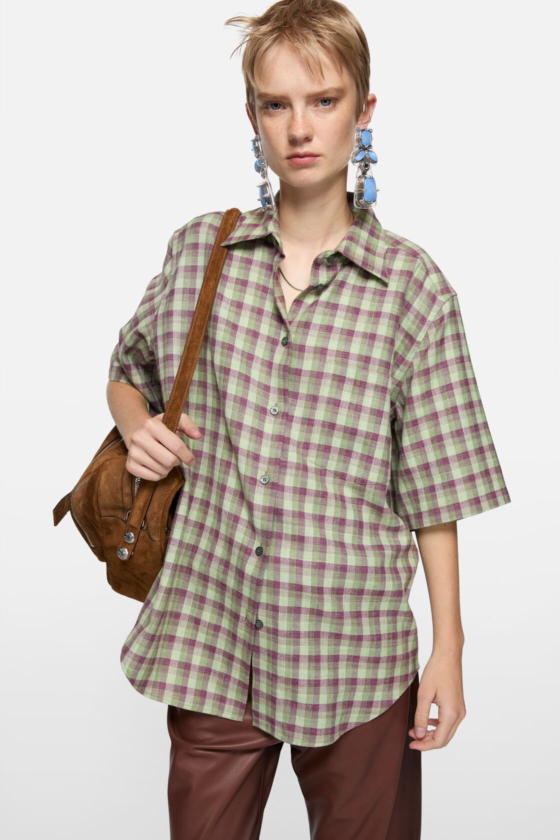 Check button-up, Green/purple, 2000x