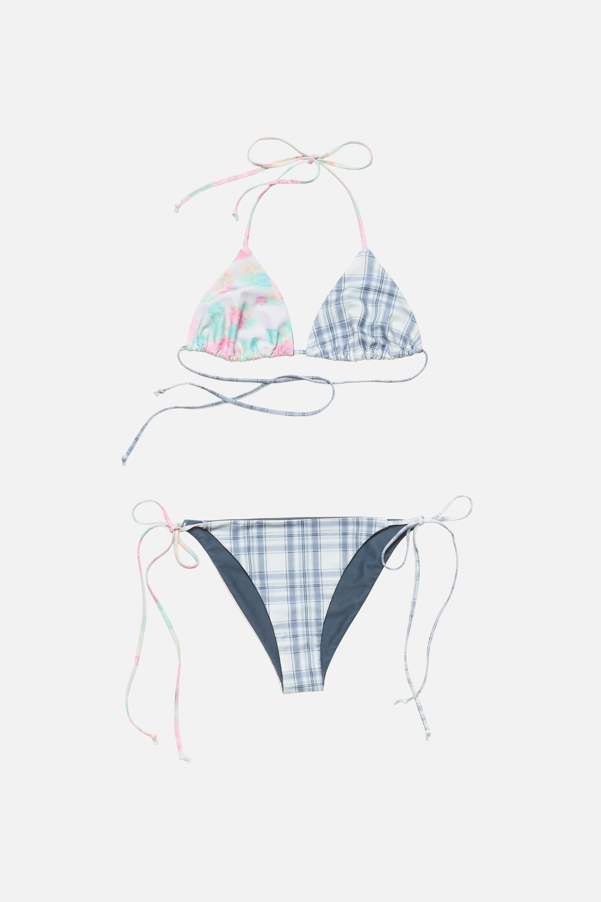 新品未使用　PR01.  フクレチェック × フラワープリントbikini　水着　ブルー PR01 フクレチェック × フラワープリントbikini 水着 ブルー｜Yahoo