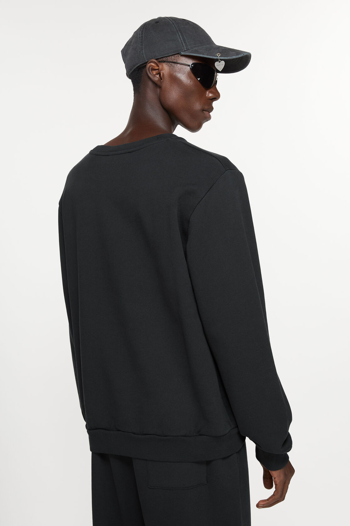 圓領刷毛棉運動衫, 黑, 2000x