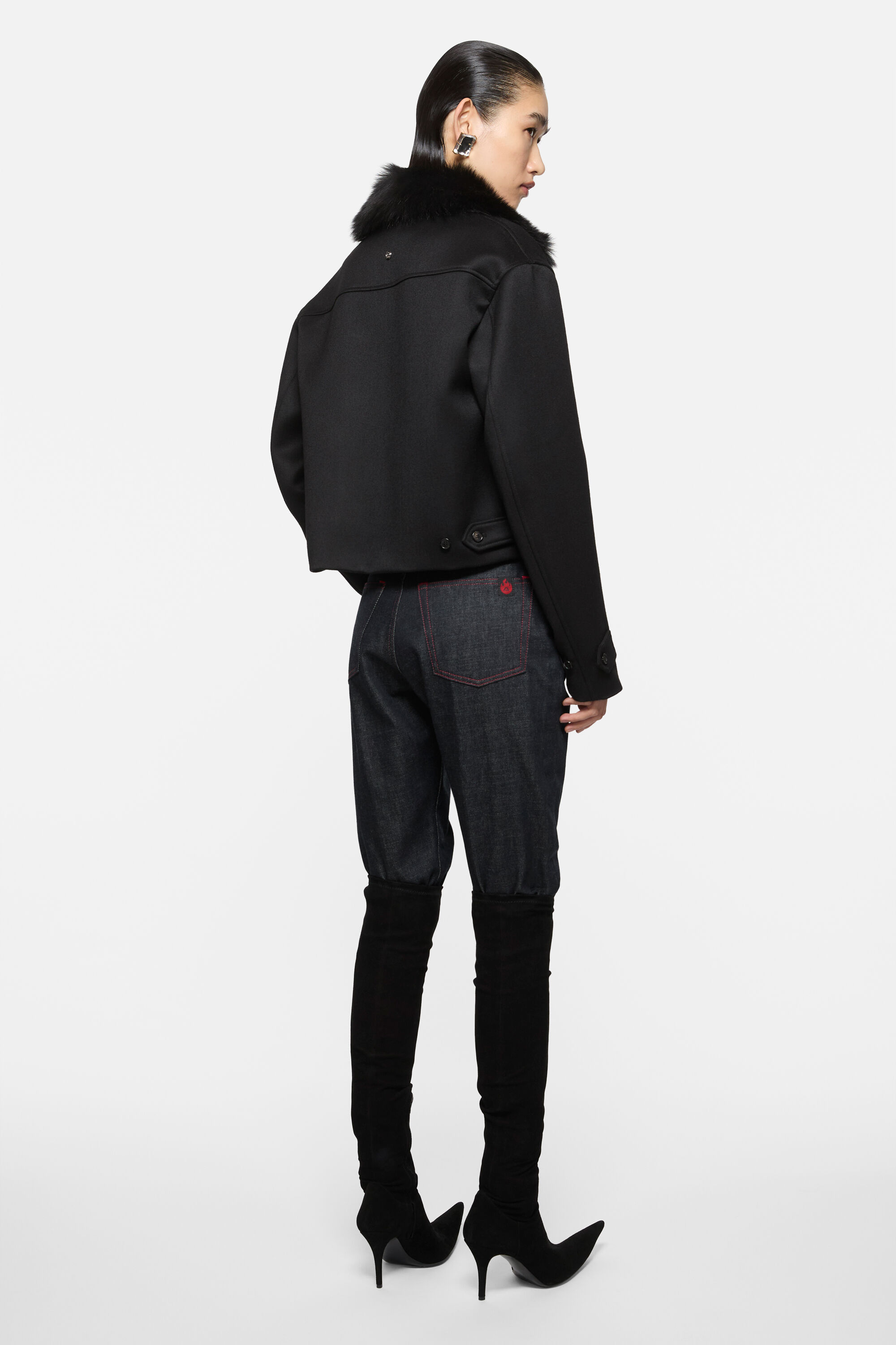 Acne Studios - サテンウールボンバージャケット - ブラック