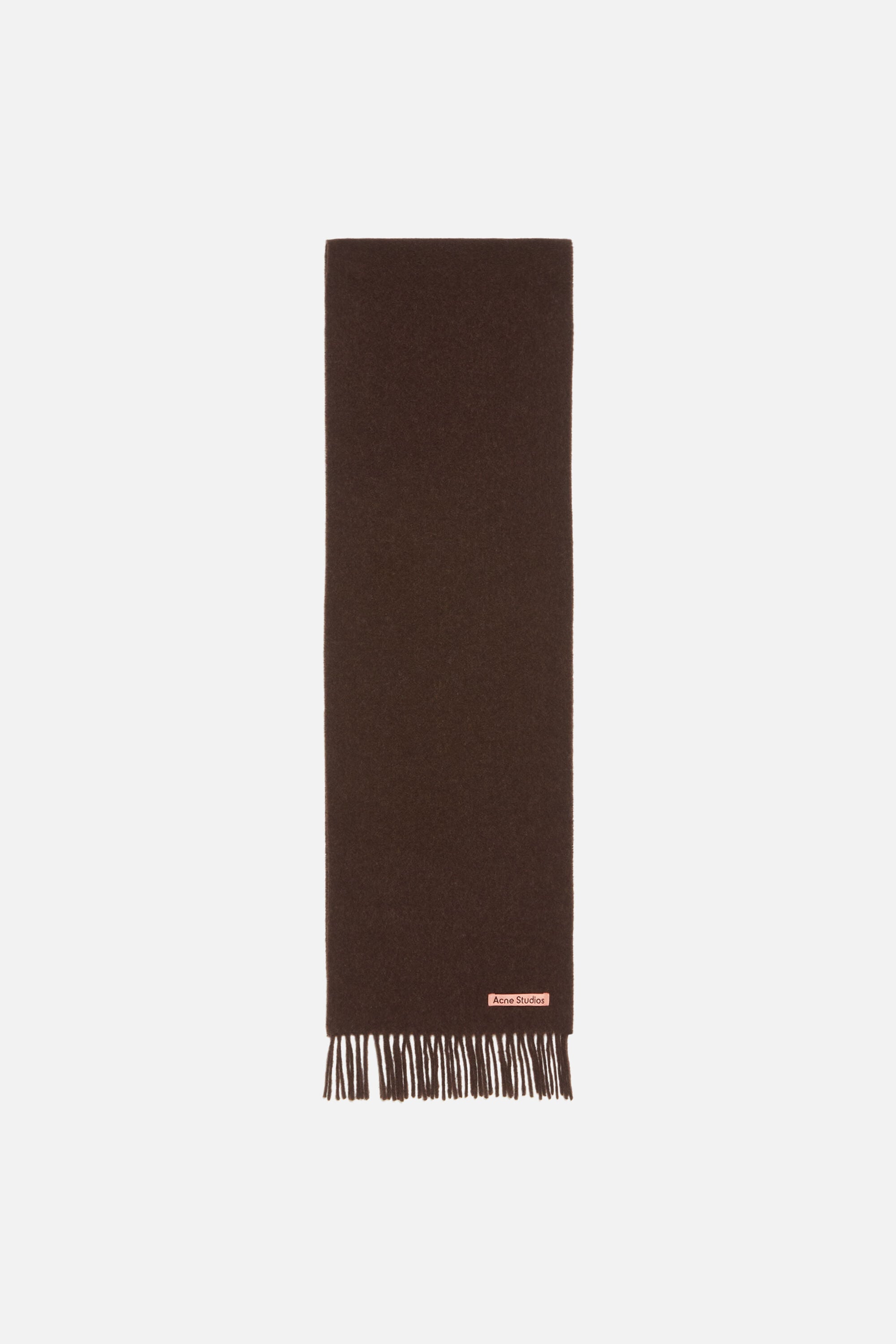 Acne Studios - Fringe wool scarf - skinny - Brown melange