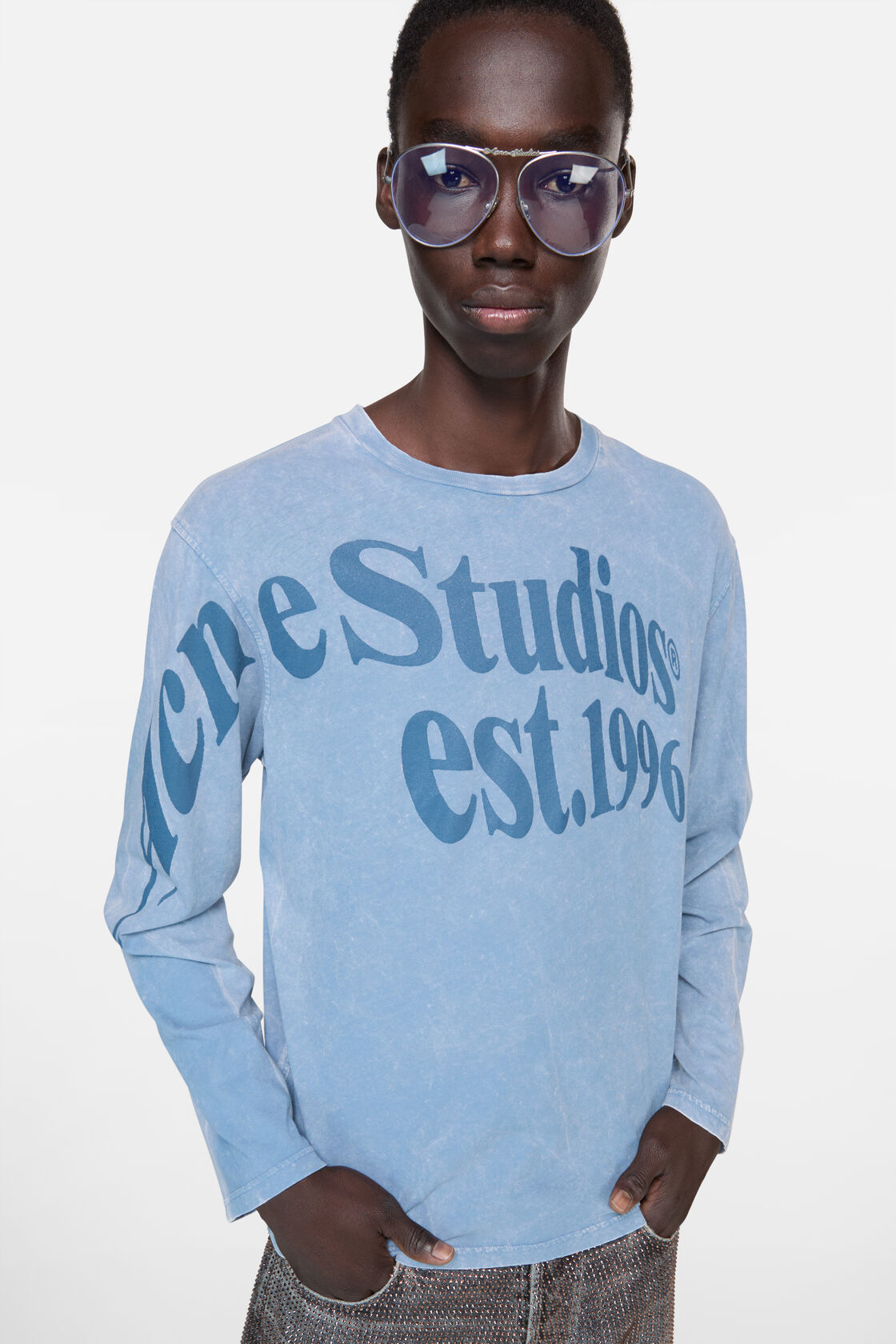 Relaxed fit graphic t-shirt, Dirty blue, 2000x