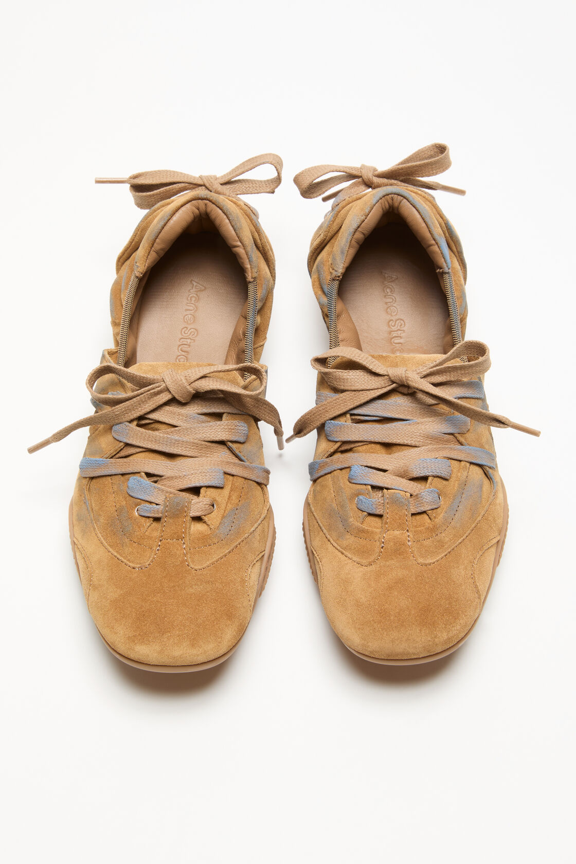 Lace-up suede shoes, Beige/blue, 2000x