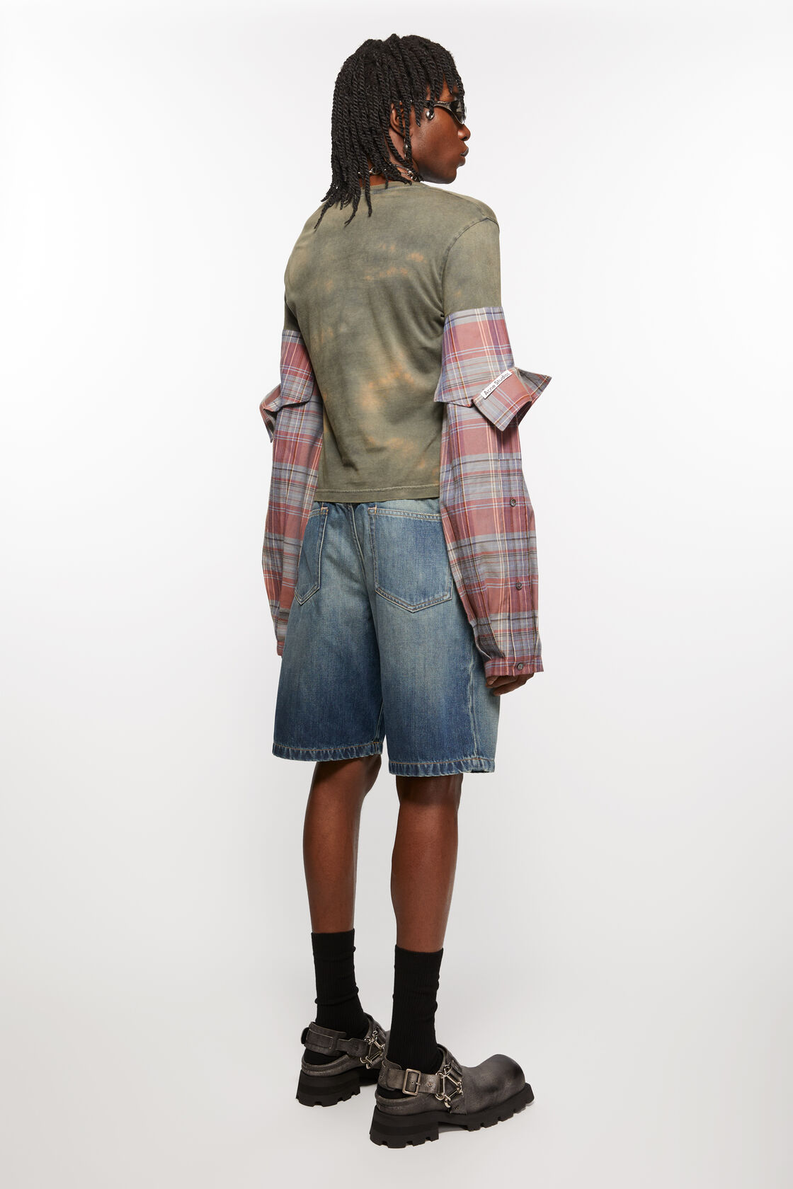 Loose fit denim shorts, Mid Blue, 2000x