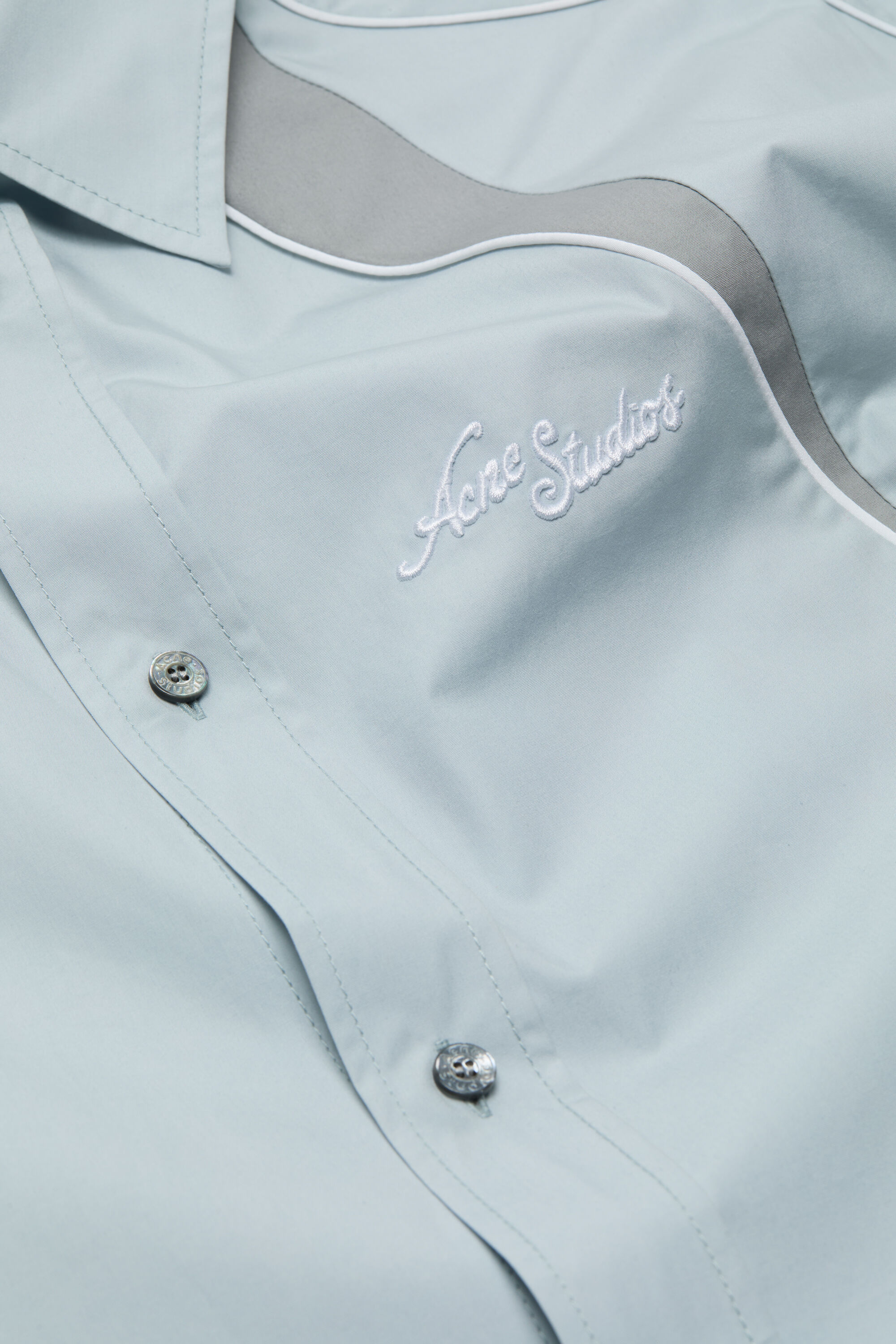 Acne Studios - Embroidered logo button-up shirt - Cold grey