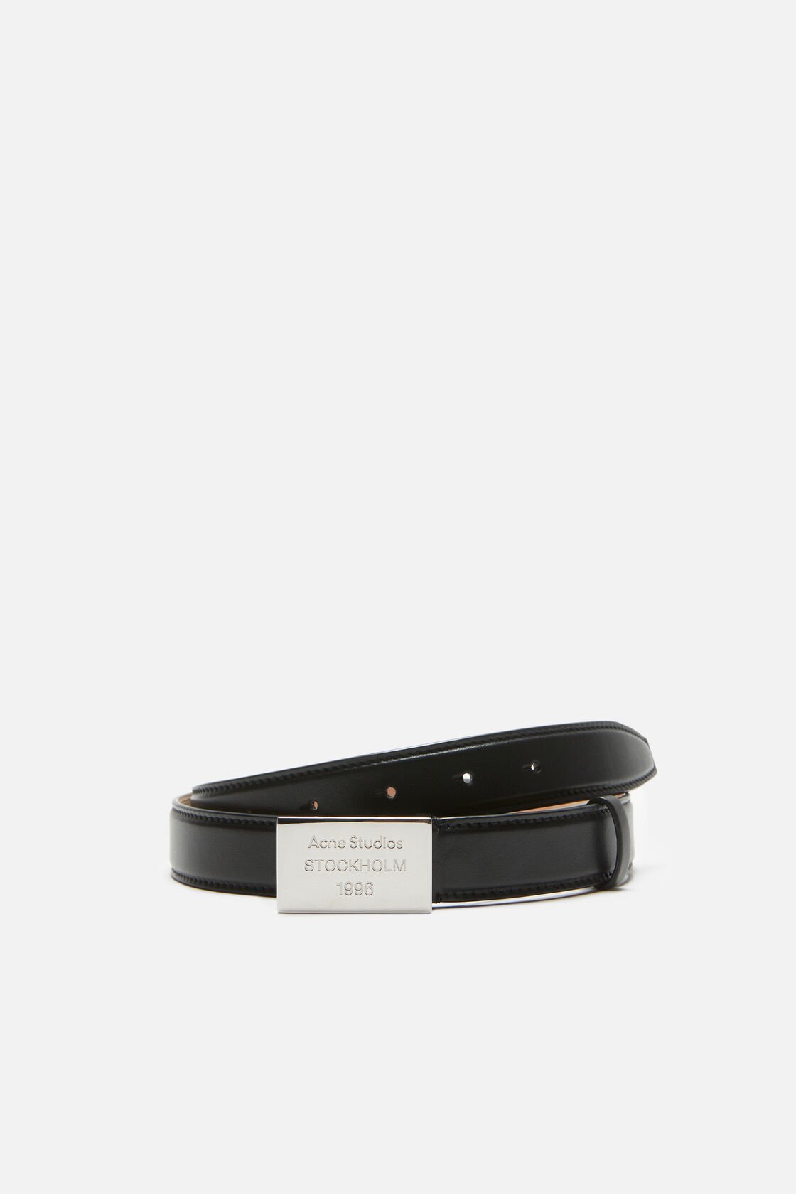 Engraved Logo leather belt, Black, 2000x