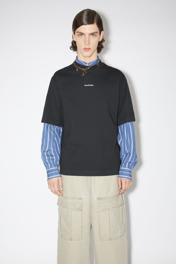 Cotton-jersey relaxed-fit T-shirt with logo collar