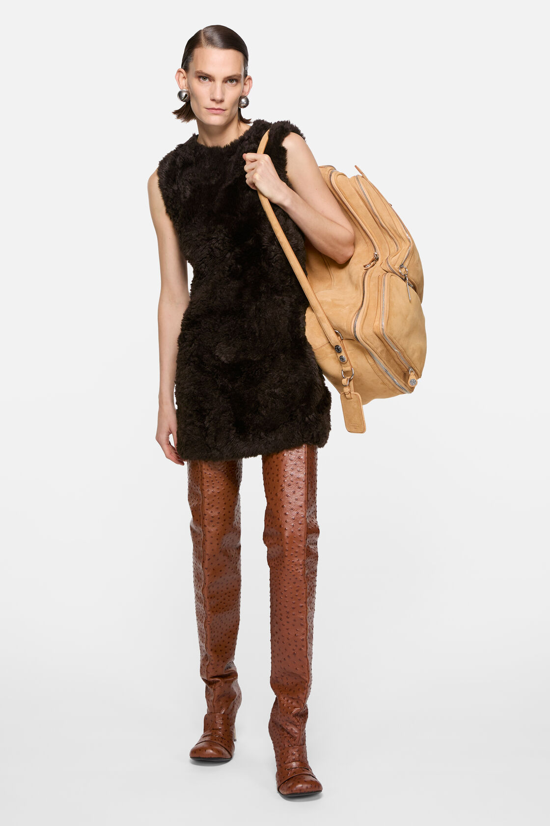 Faux fur dress, Brown, 2000x