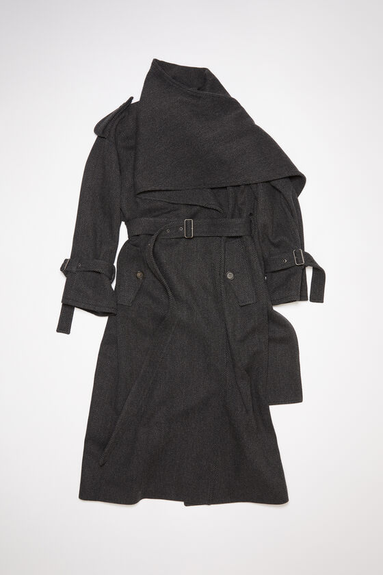 Acne Studios - スカーフカラー トレンチコート - グレー/ブラック