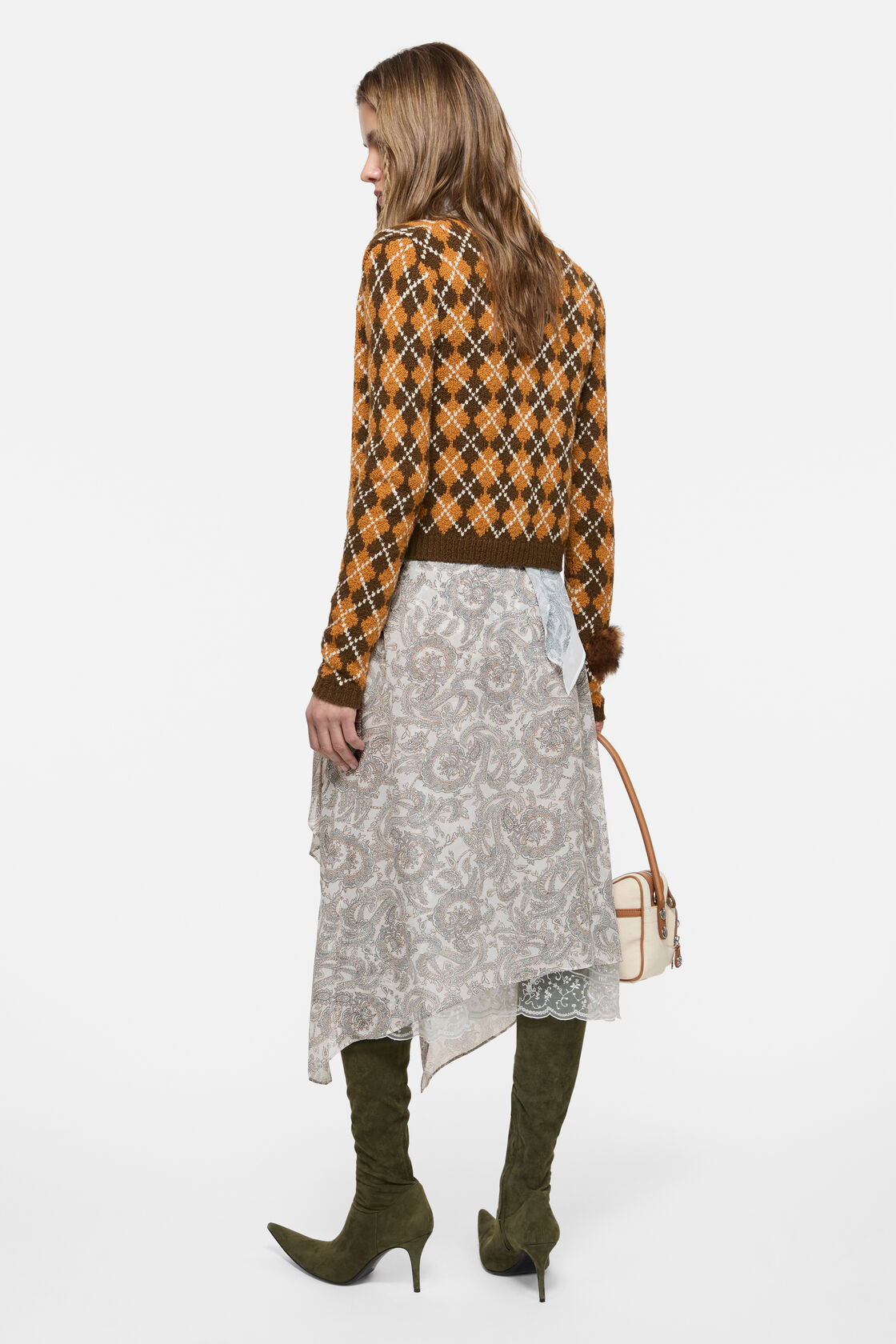 Silk paisley skirt, Light beige, 2000x