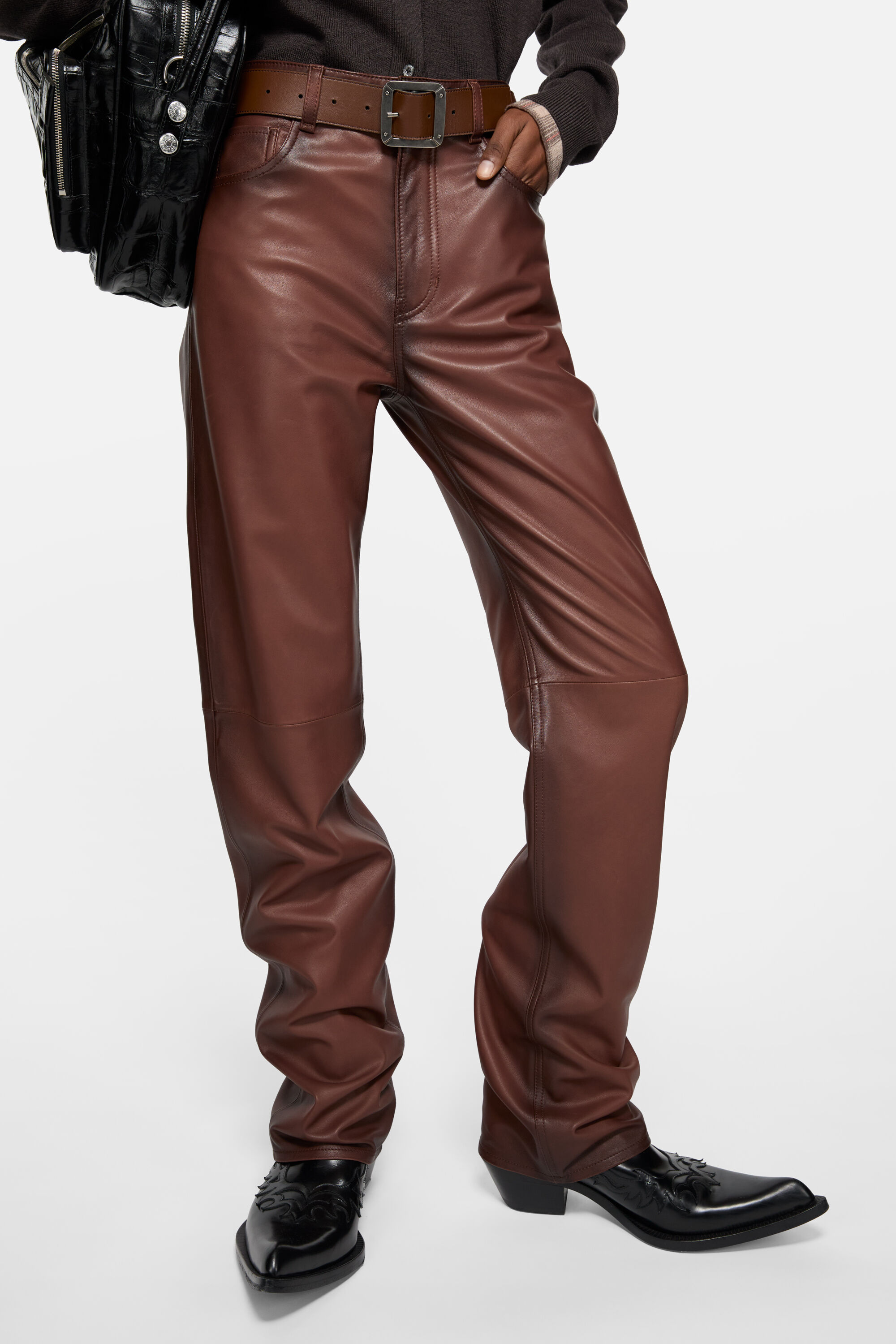 Acne Studios - Faded leather trousers - Cognac brown