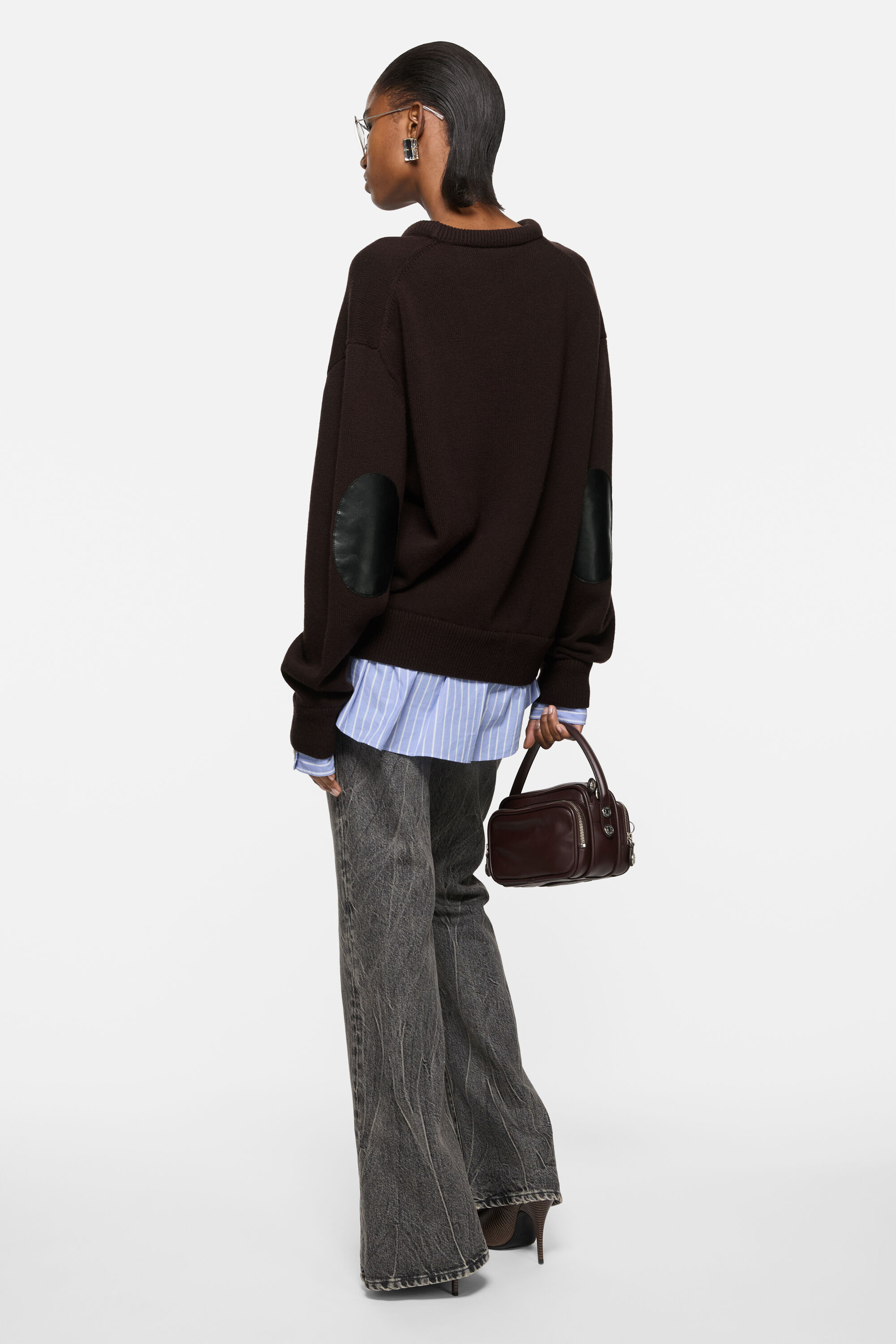 Acne Studios - レイヤードウールセーター - ダークブラウン