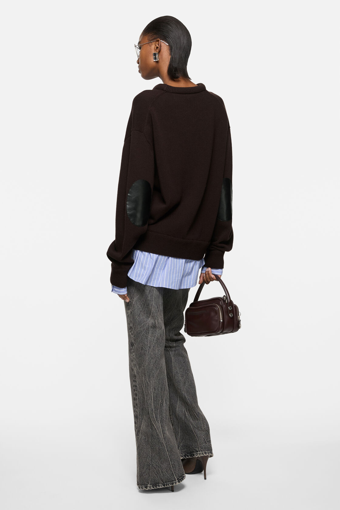 layered wool sweater, Dark brown, 2000x