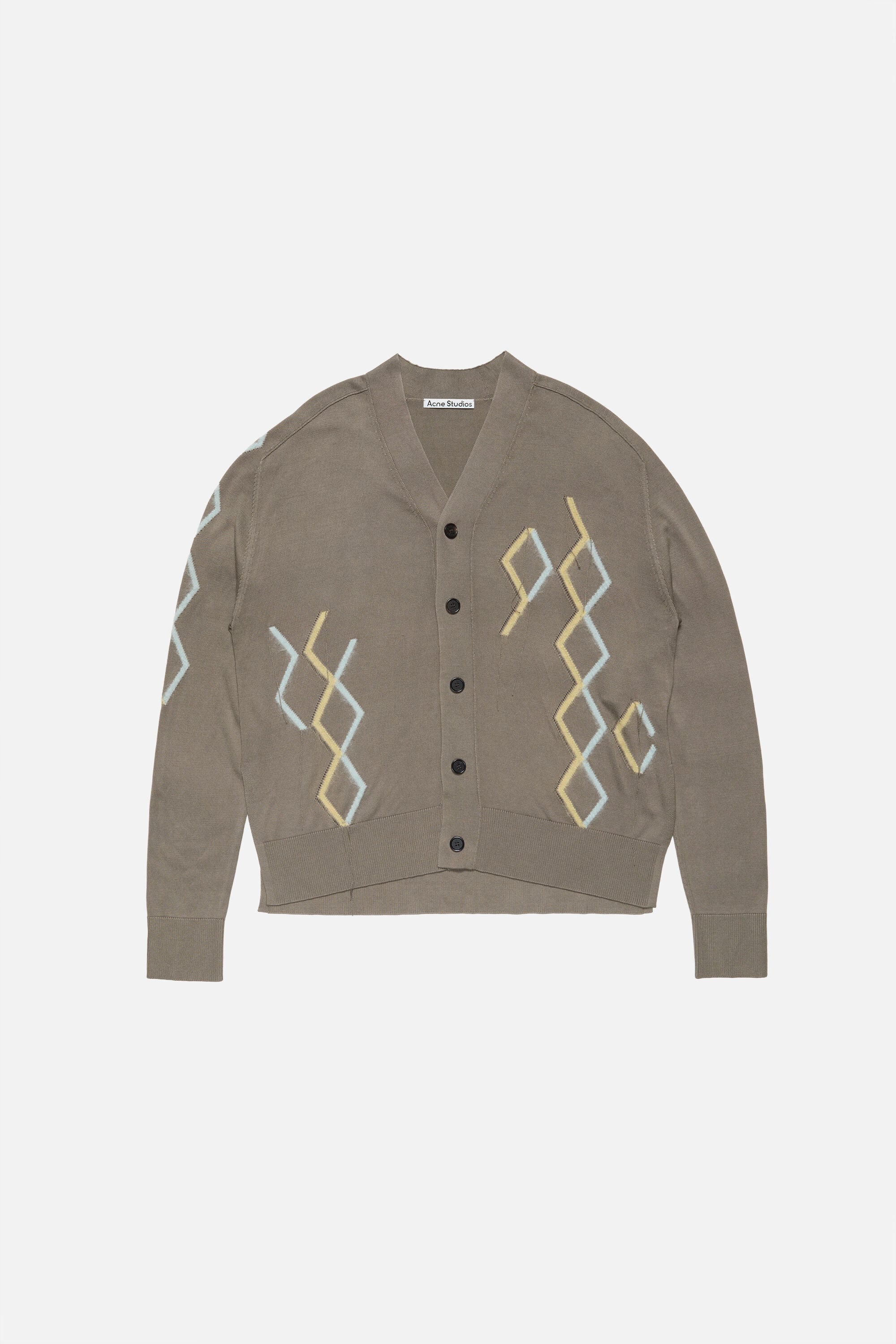 Acne Studios - Argyle knit cardigan - Taupe Brown