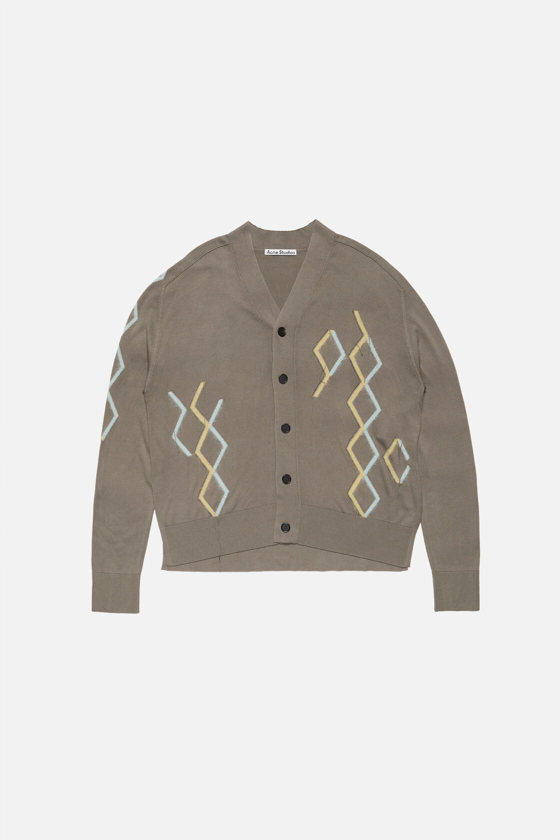 Argyle knit cardigan, Taupe Brown, 2000x