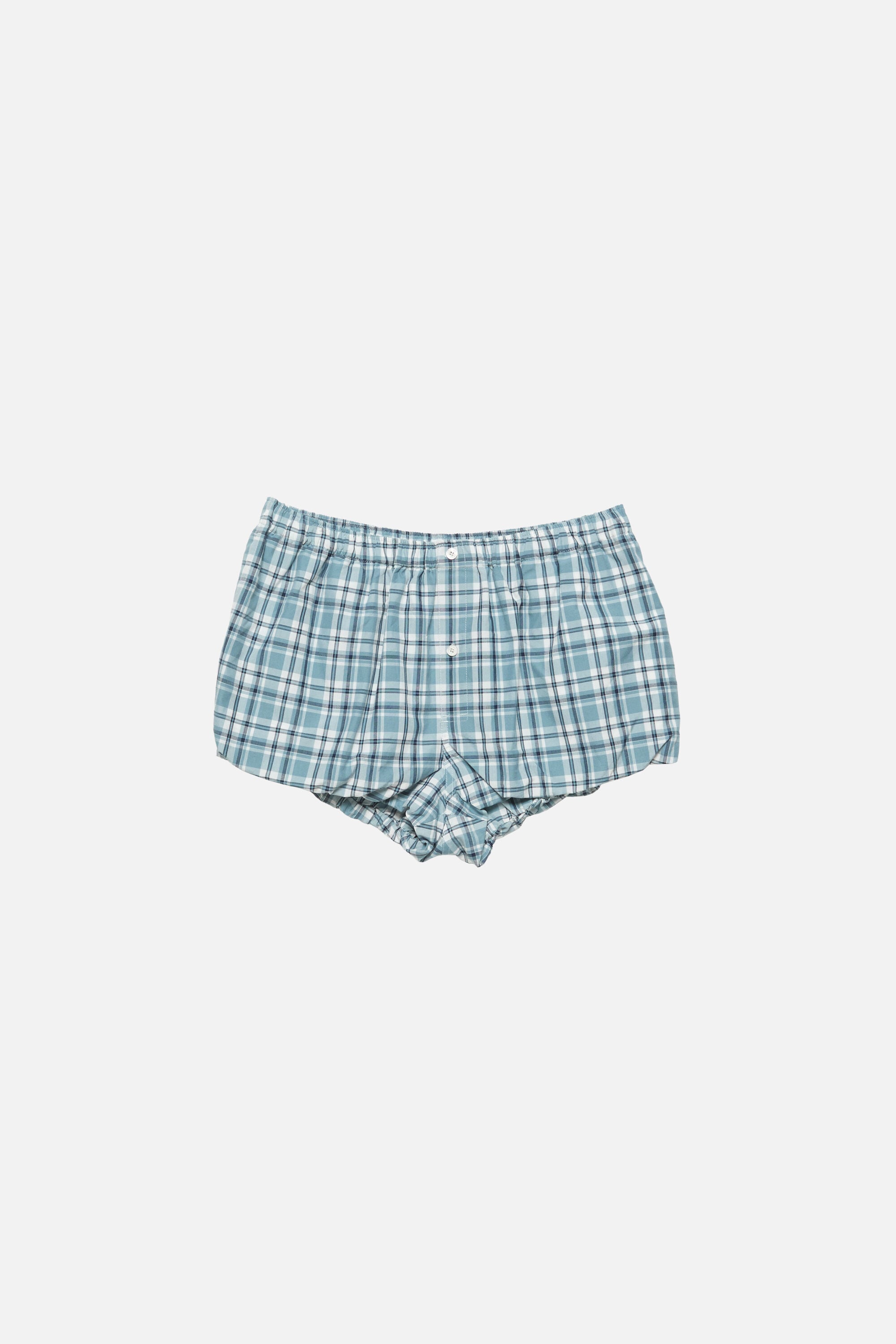Acne Studios - ギャザーチェックショートパンツ - ブルー/ホワイト