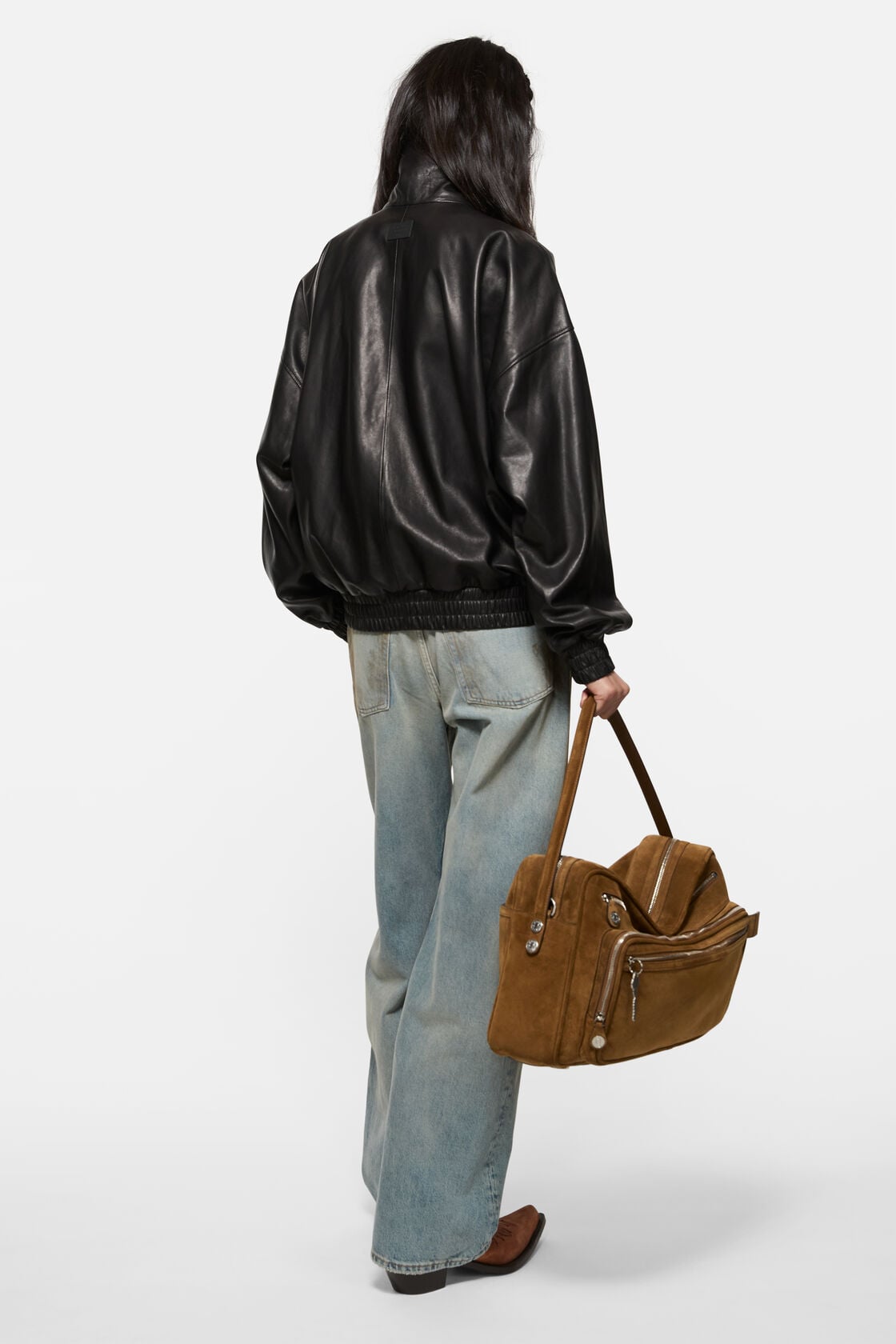 Leather blouson, Black, 2000x