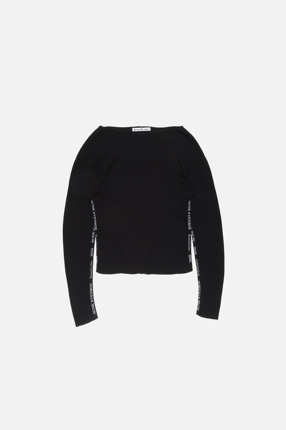 Logo tape knit jumper, Black, 2000x