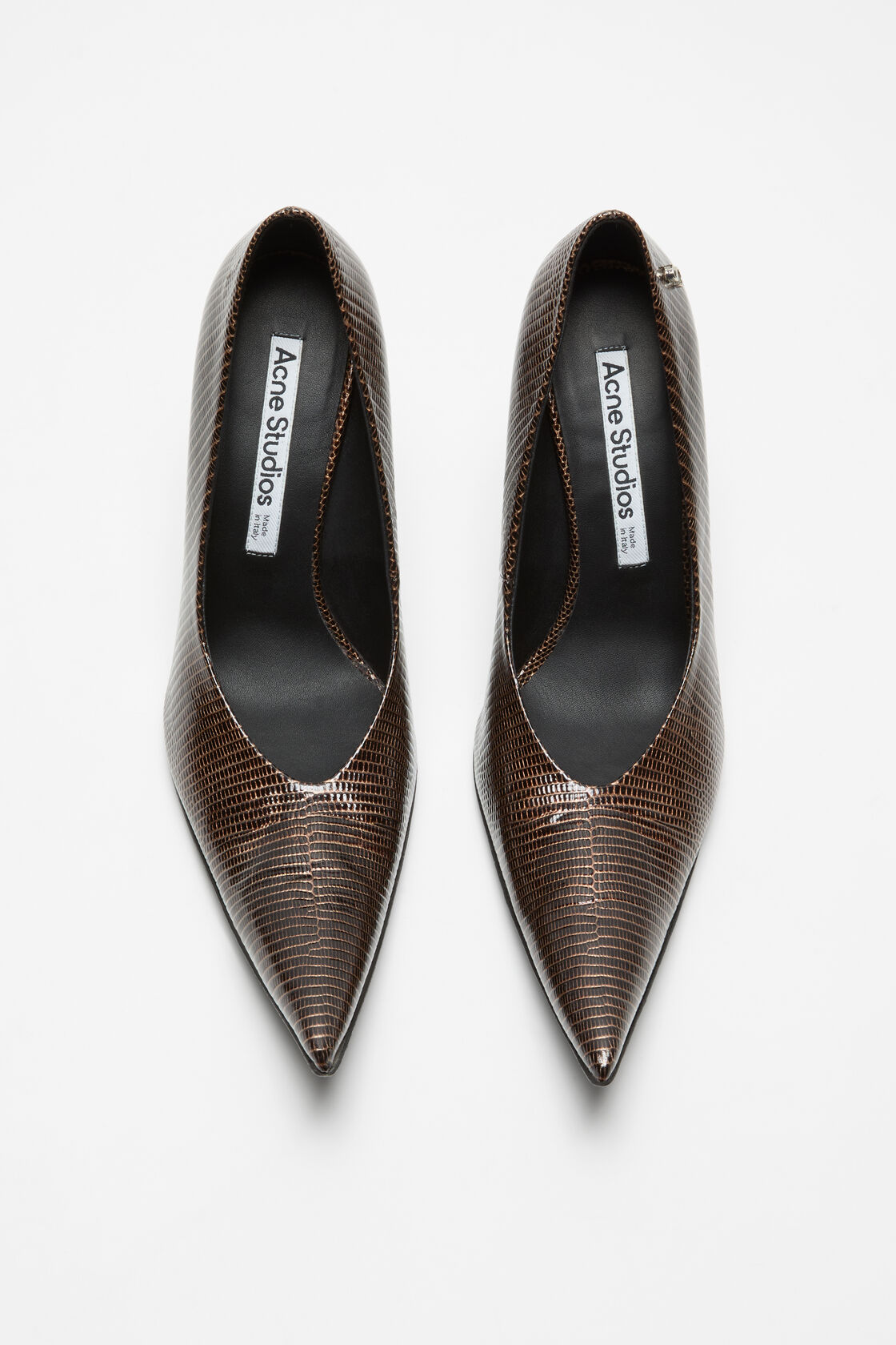 Pointy Printed Lizard Pump, Brown, 2000x