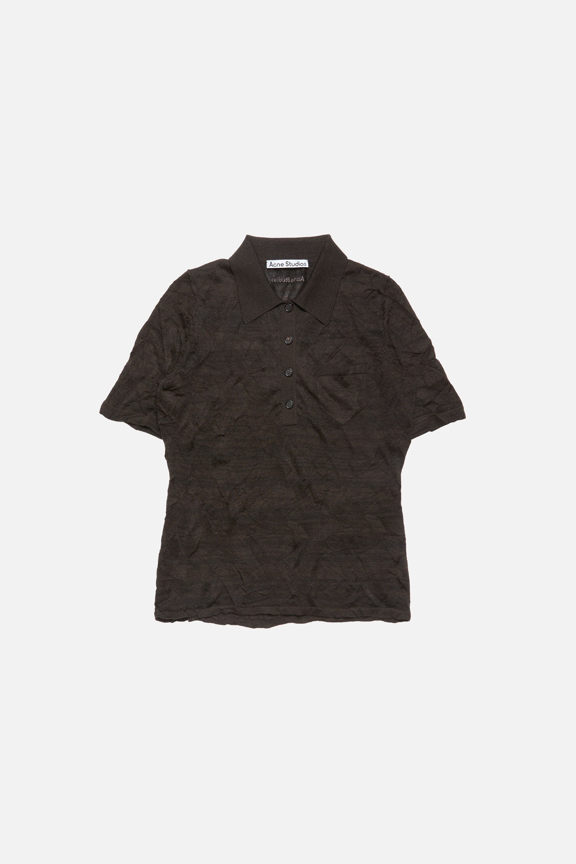 Acne Studios - Silk polo knit - Dark brown melange