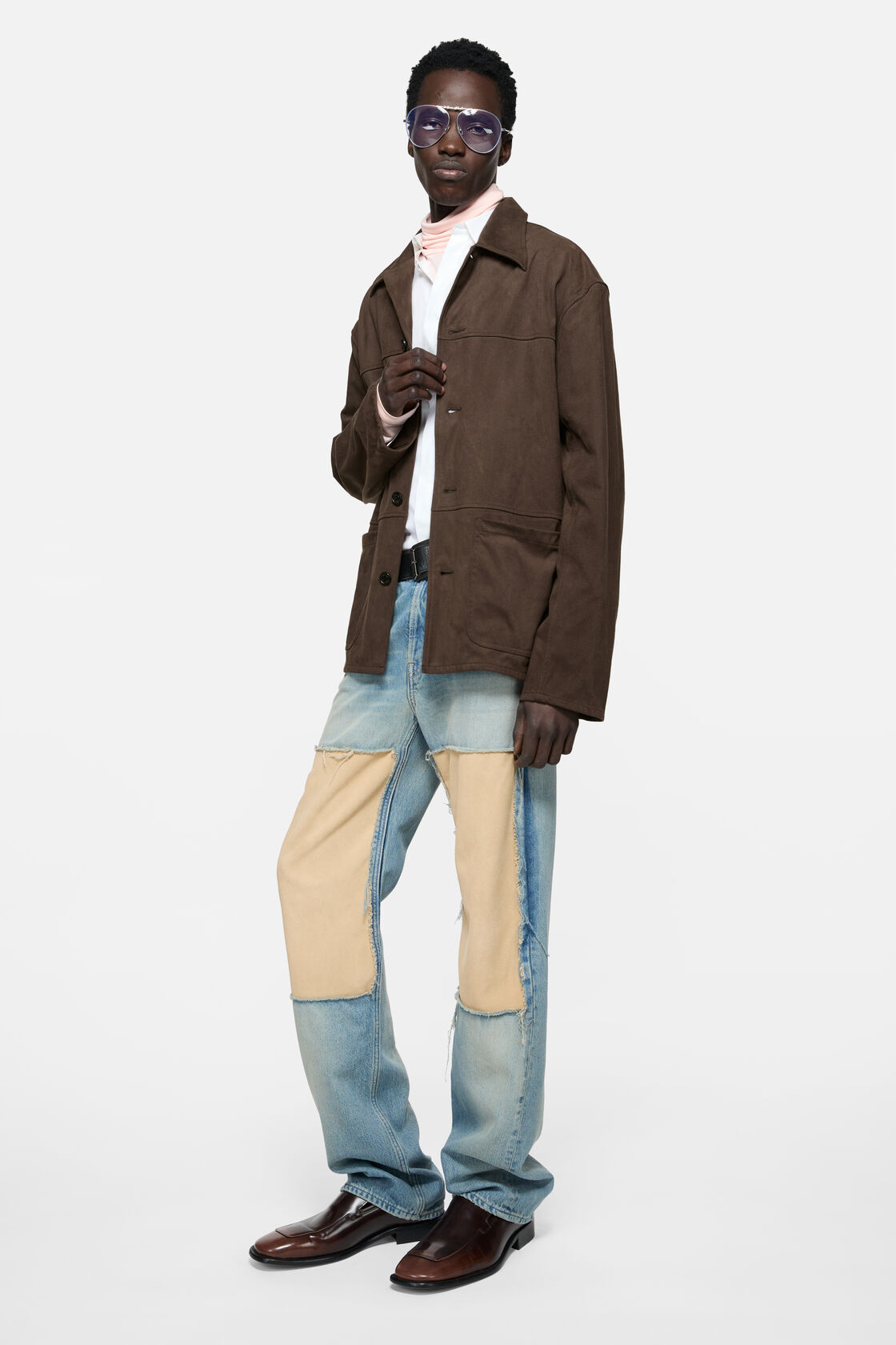 Faux suede overshirt, Chocolate brown, 2000x