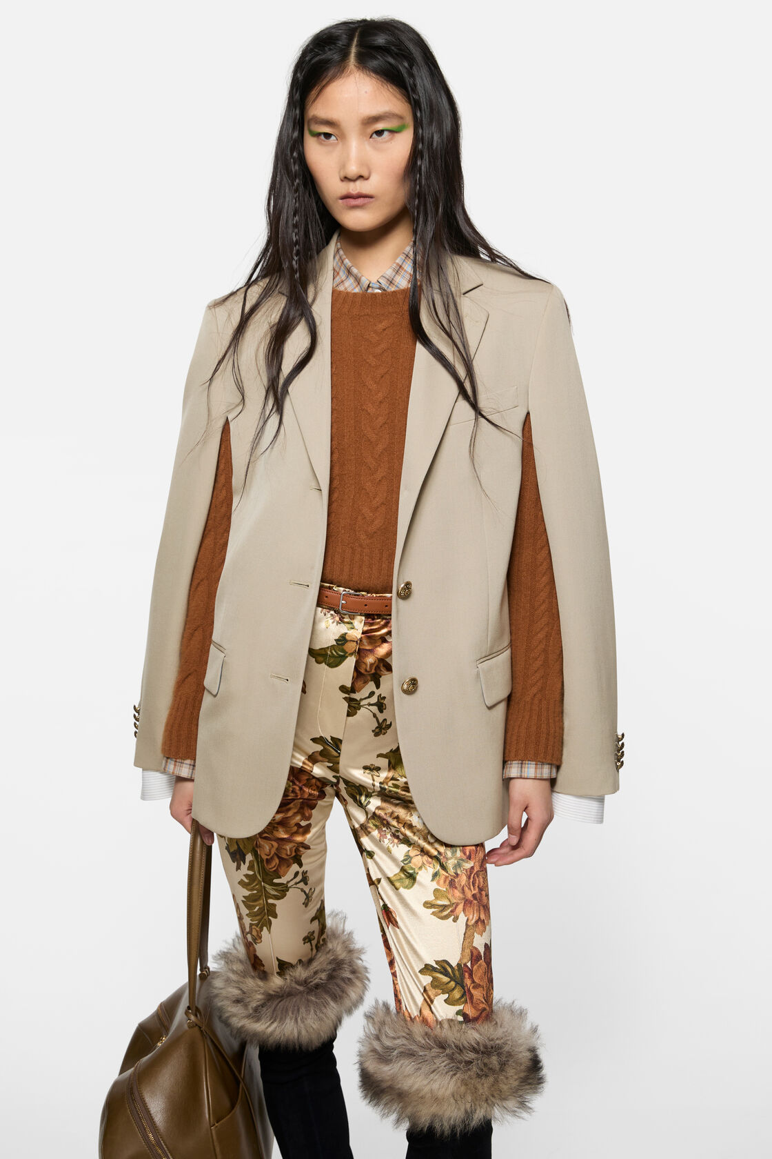 Layered wool suit jacket, Beige, 2000x