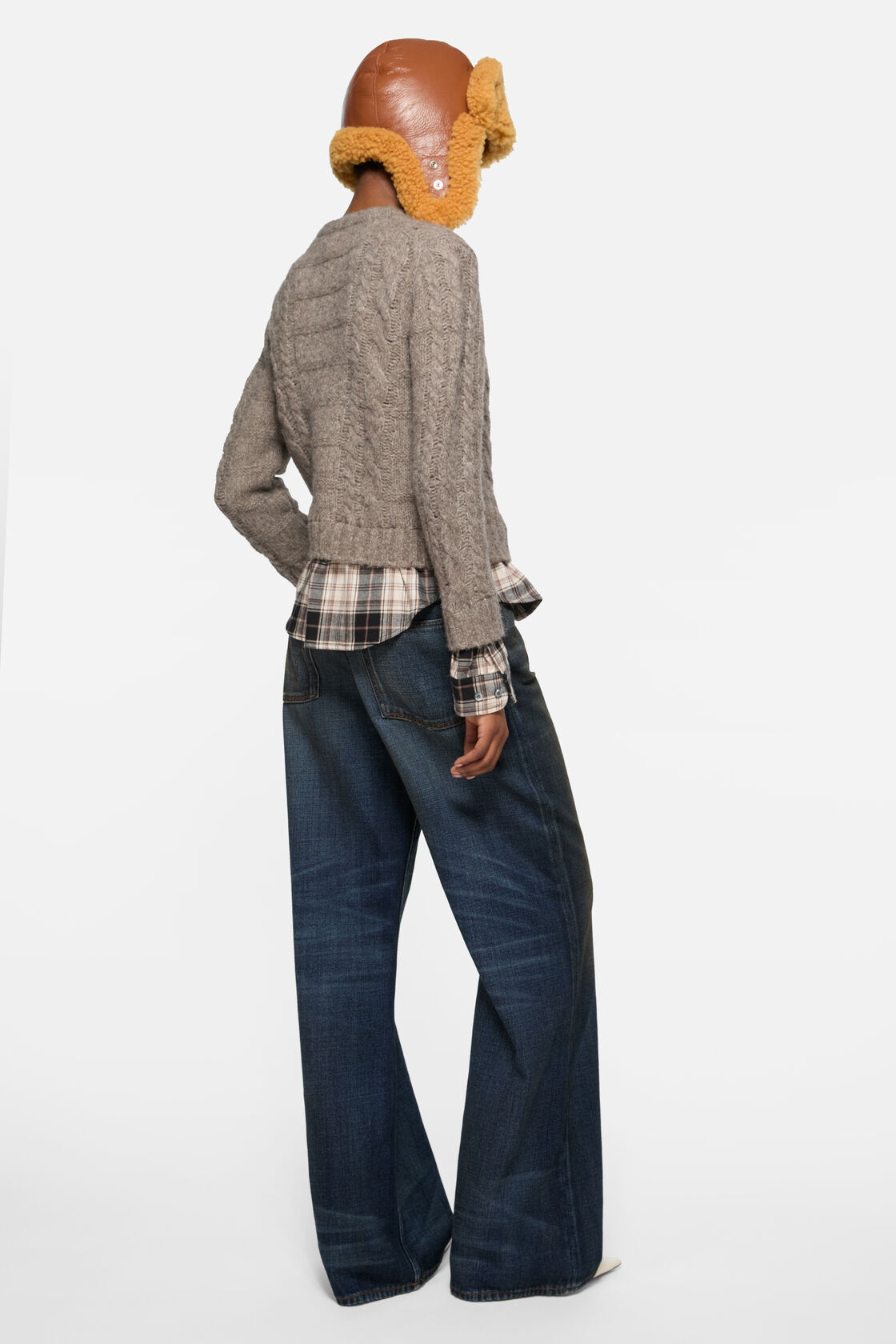 フィットレイヤードカーディガン, ベージュメランジ, 2000x